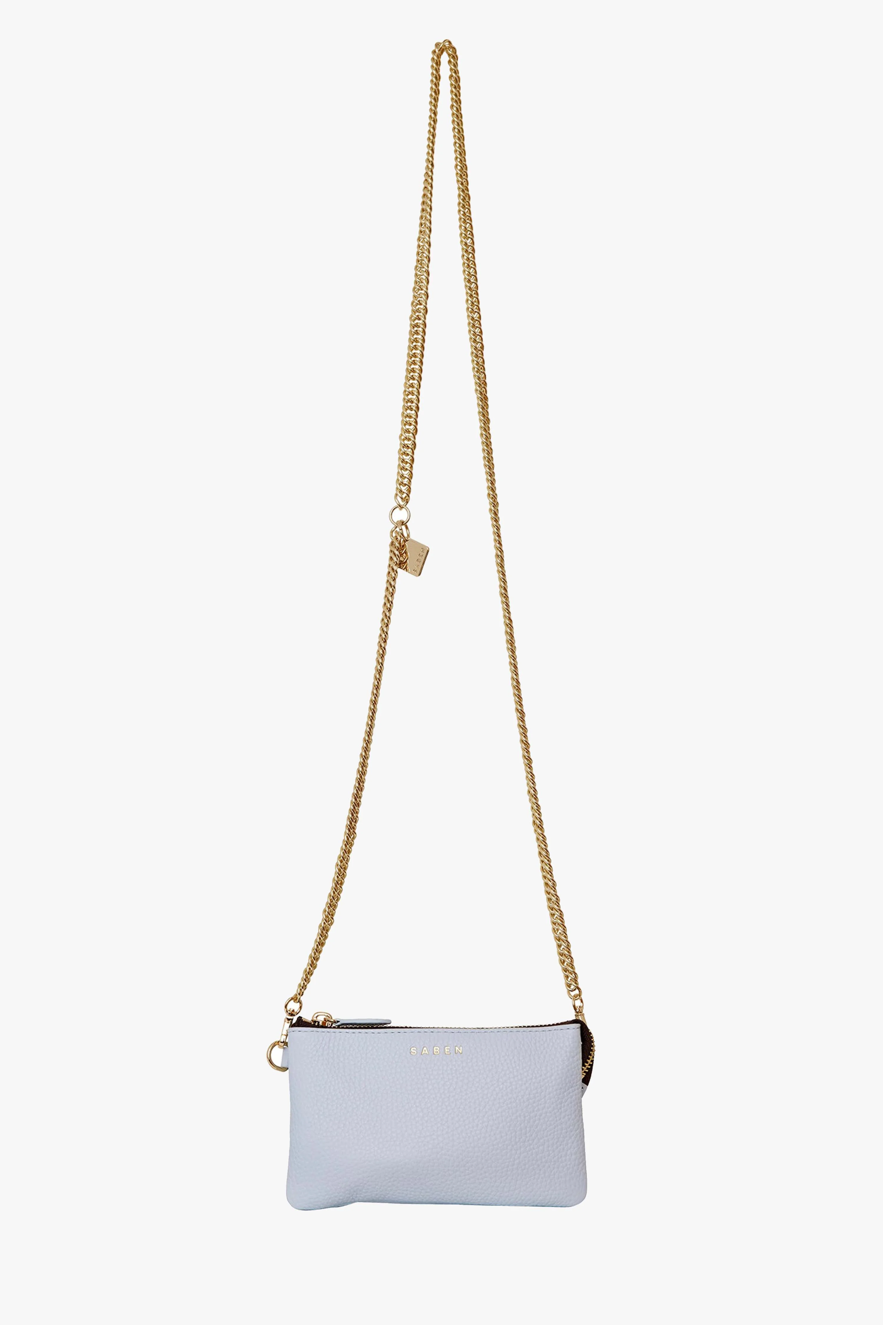 Lily Whisper Blue Chain Strap Leather Crossbody Bag - Image 4