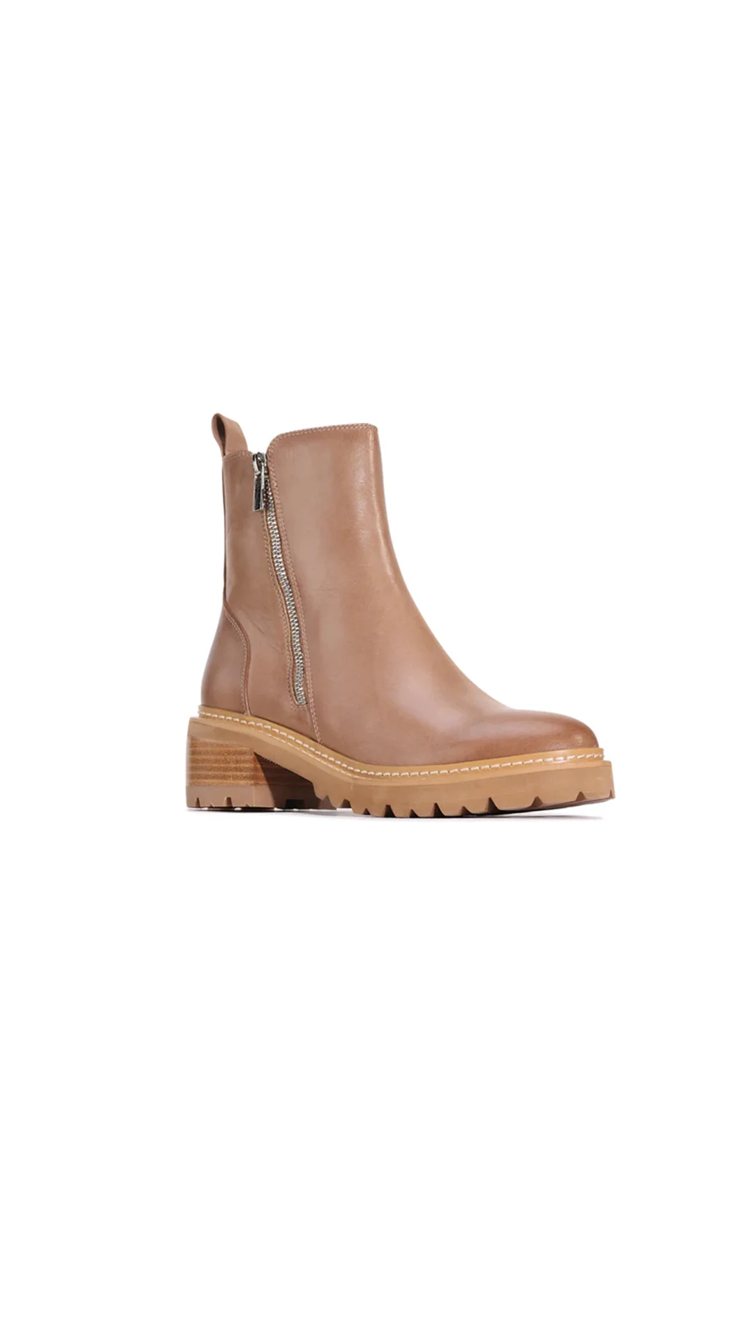Lindira Light Taupe Double Zip Ankle Boot - Image 4