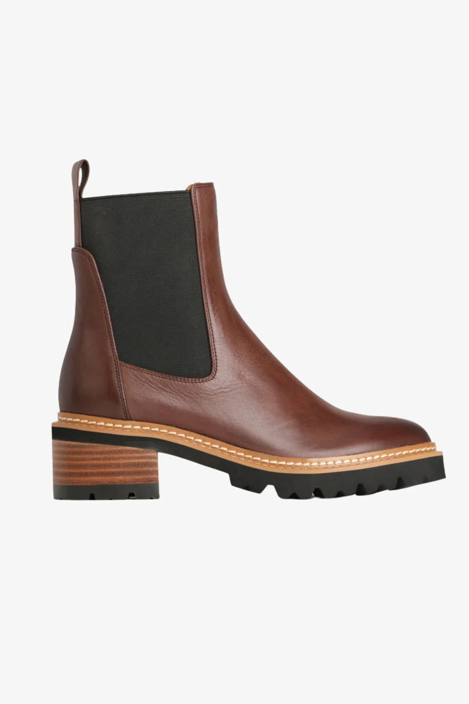 Linear Chestnut Chelsea Elastic Ankle Boot - Image 2