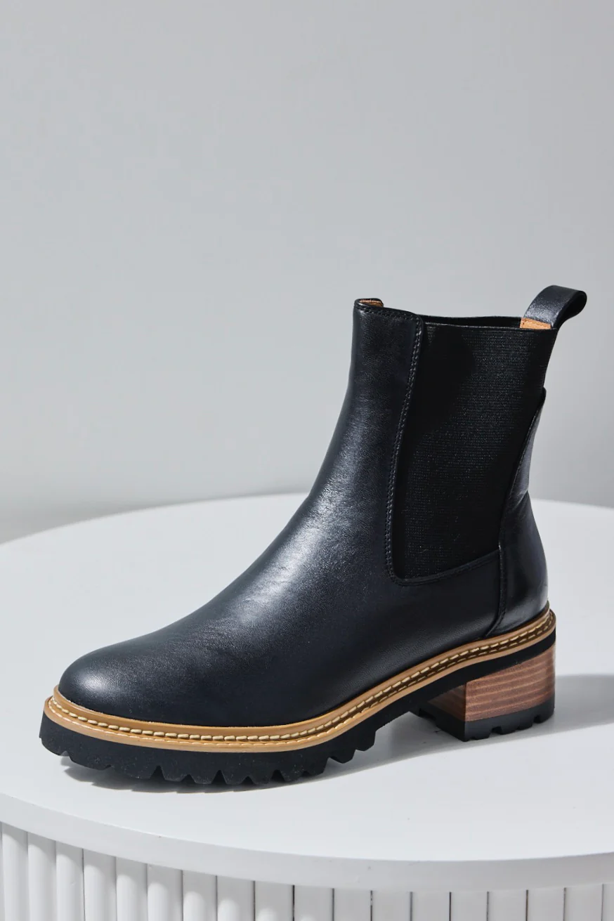 Linear Black Chelsea Elastic Ankle Boot - Image 3
