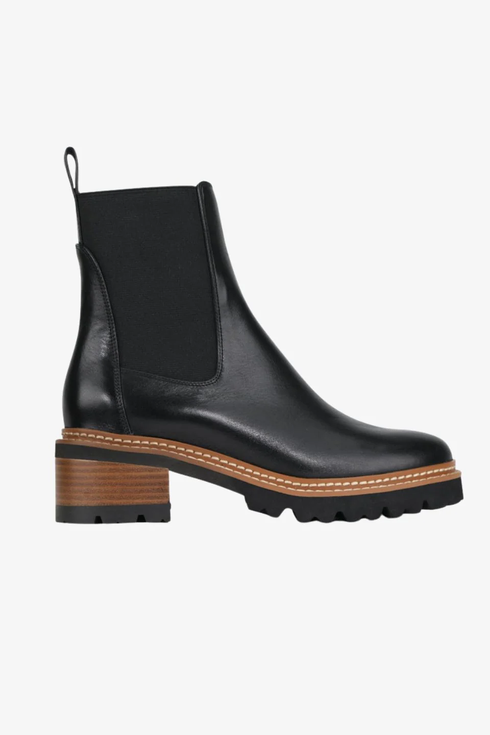 Linear Black Chelsea Elastic Ankle Boot - Image 5