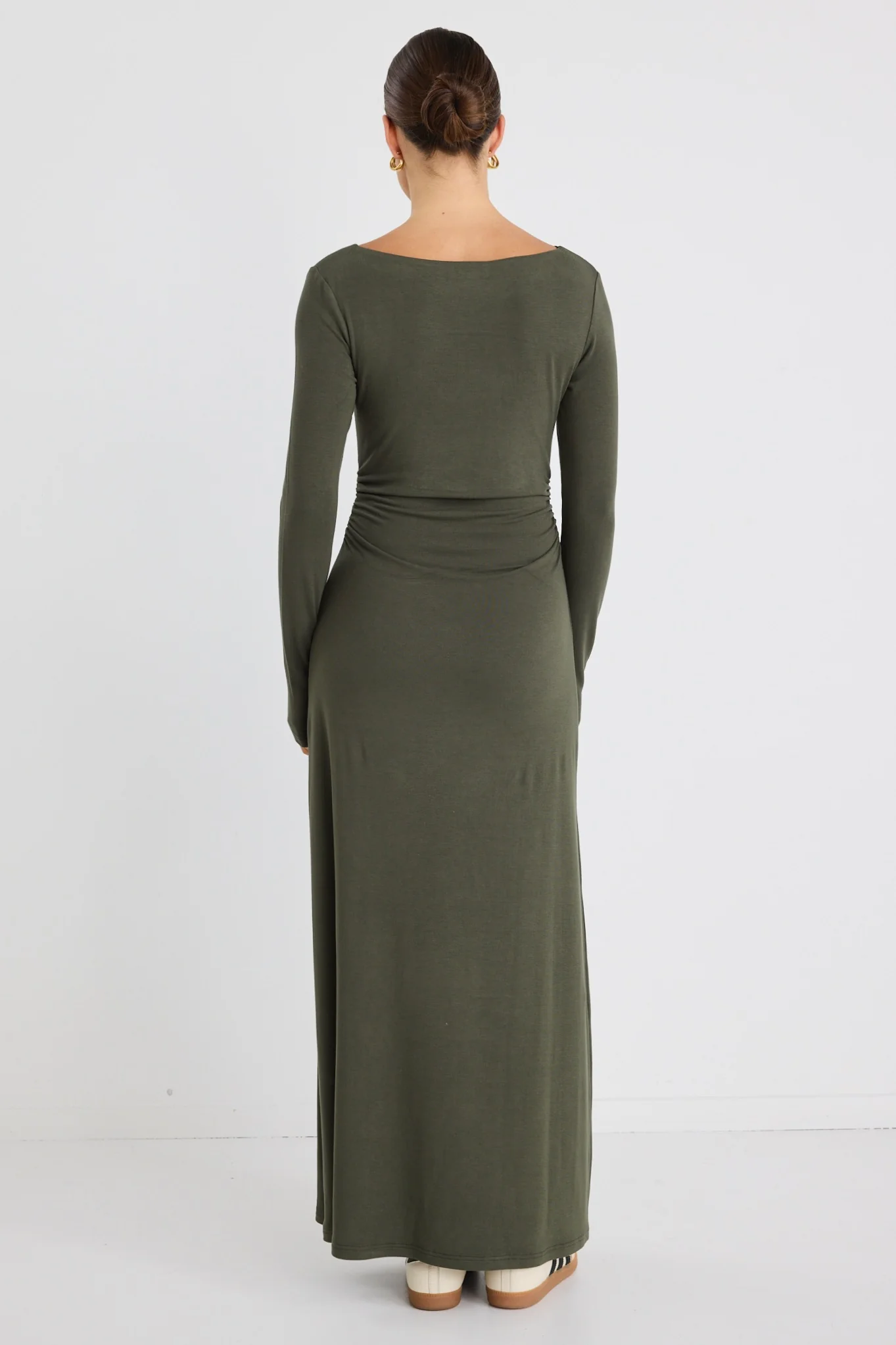 Location Khaki Jersey LS Wide Neck Midi Dress - Image 4