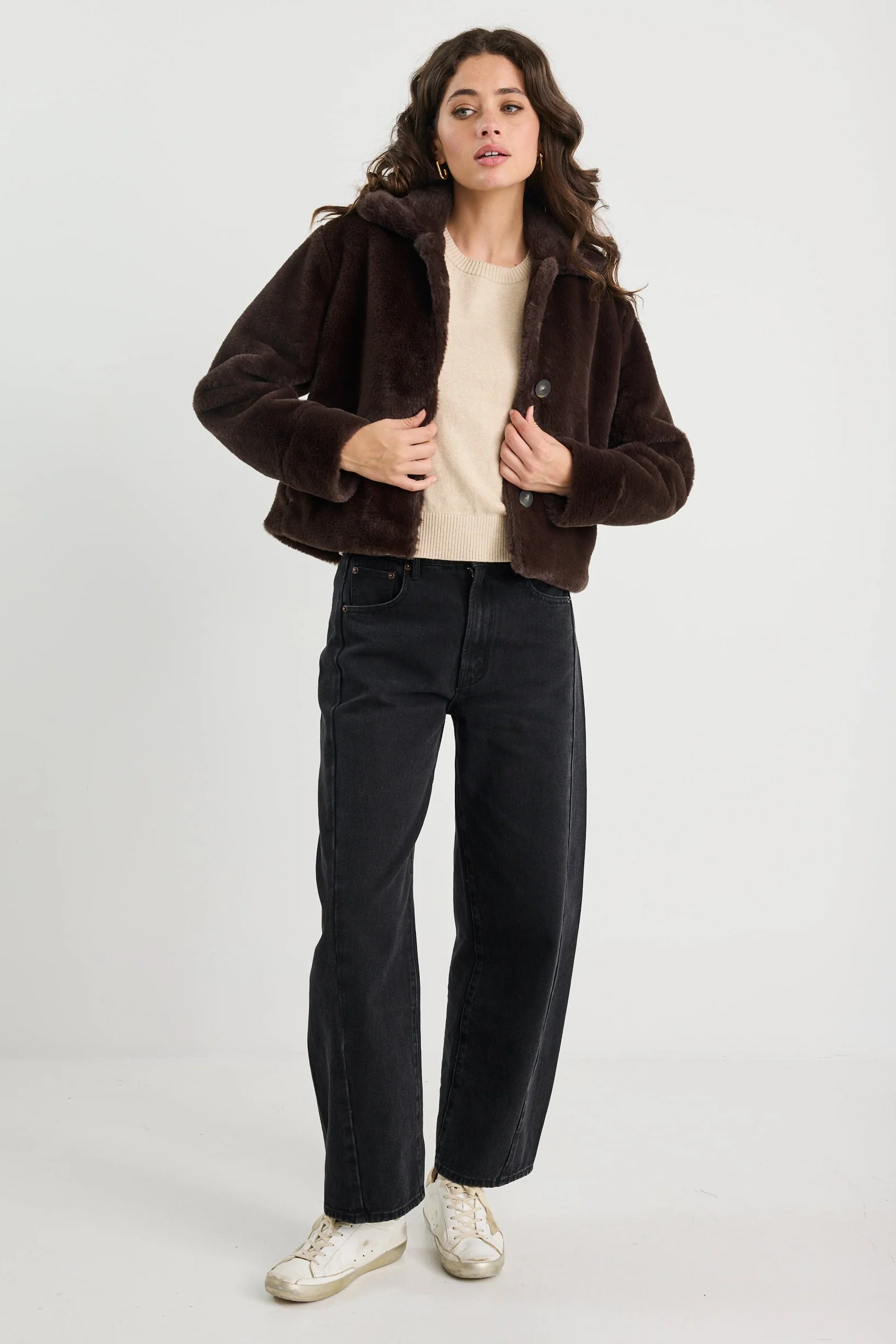 Lodge Chocolate Faux Fur Jacket - Image 4