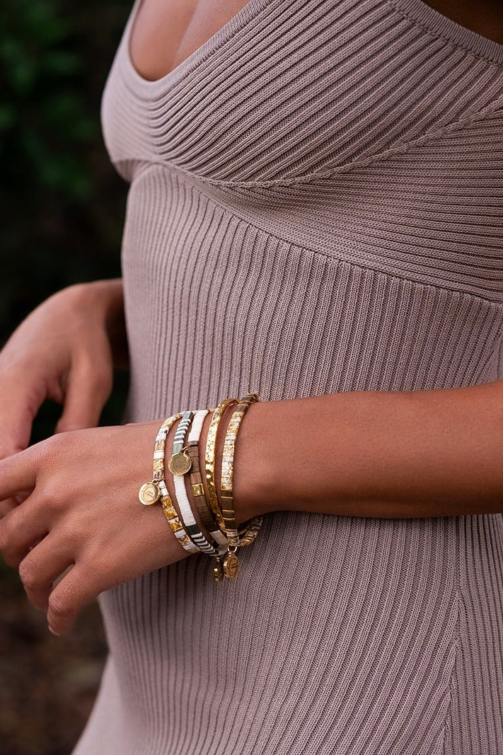 Love Ivory Bronze Gold with Gold Charm Bracelet - Image 2