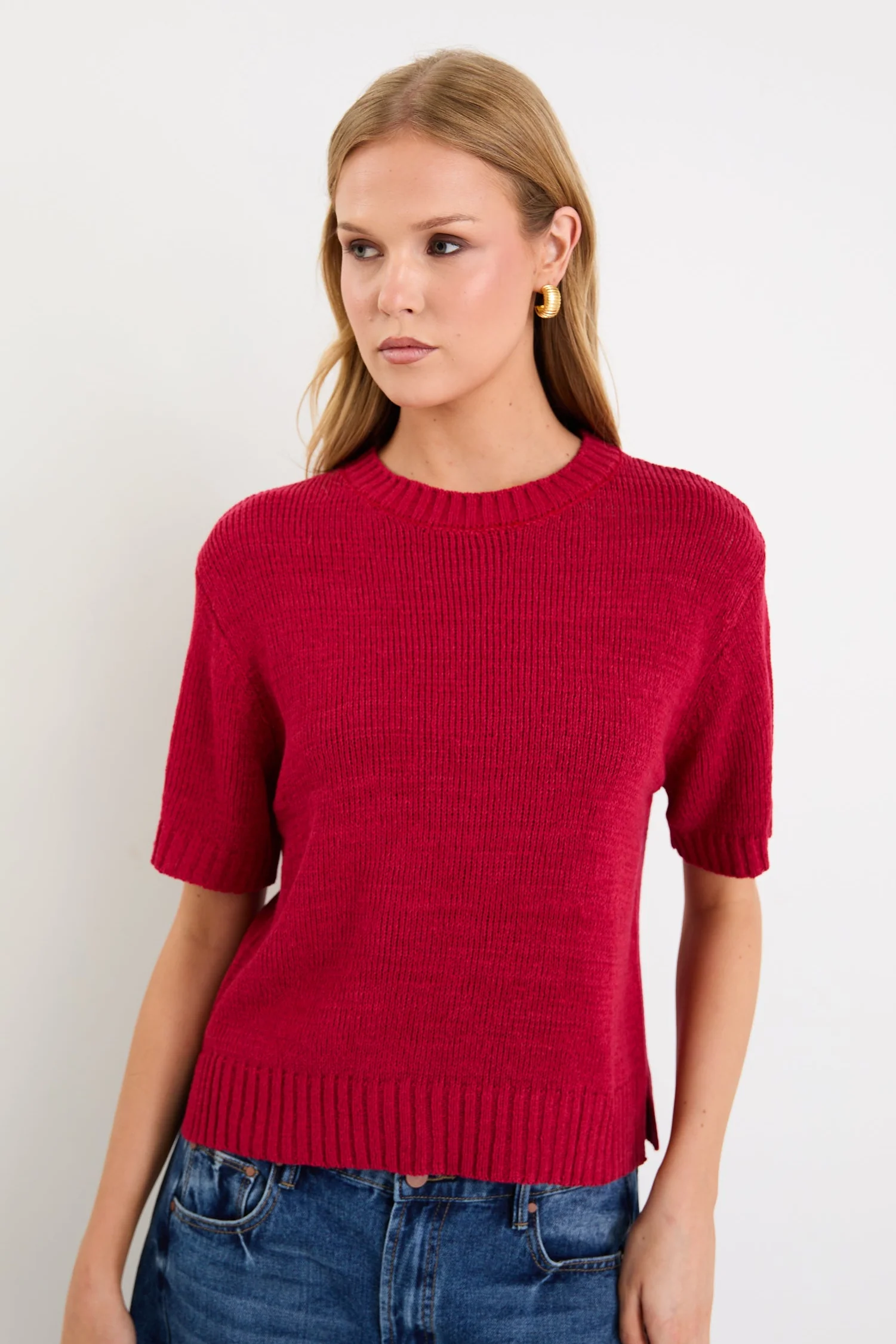 Loveable Cherry Tape Yarn Knit Tee