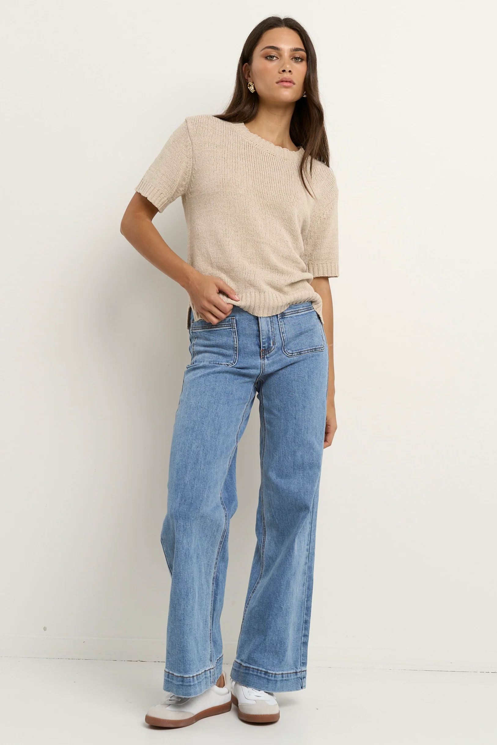 Loveable Natural Tape Yarn Knit Tee - Image 3