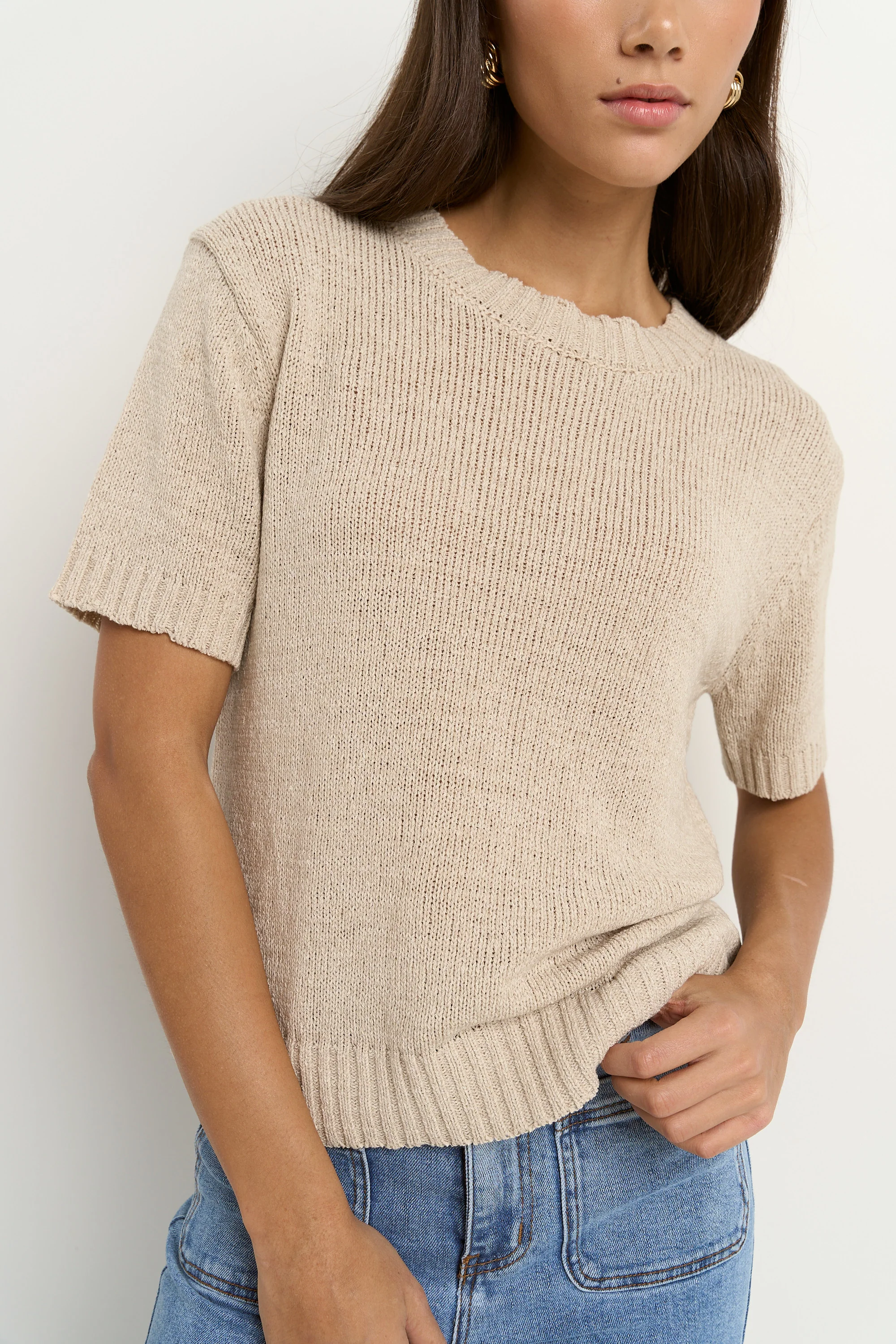 Loveable Natural Tape Yarn Knit Tee - Image 4