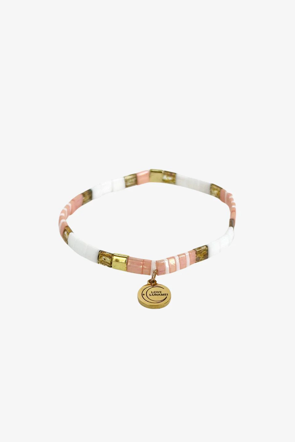 Love Pink Gold White with Gold Charm Bracelet