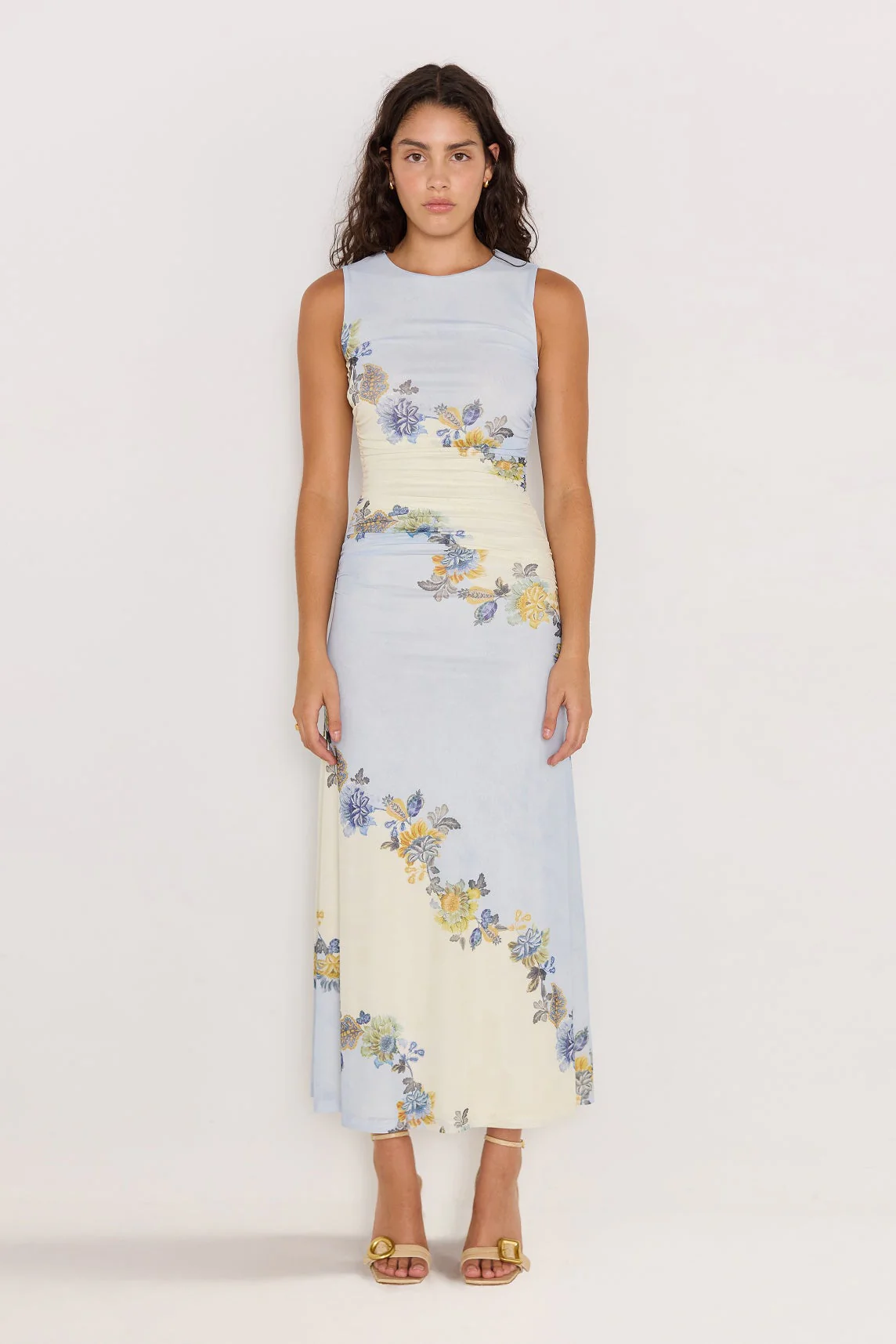 Lucia Blue Floral Sleeveless Mesh Maxi Dress - Image 4