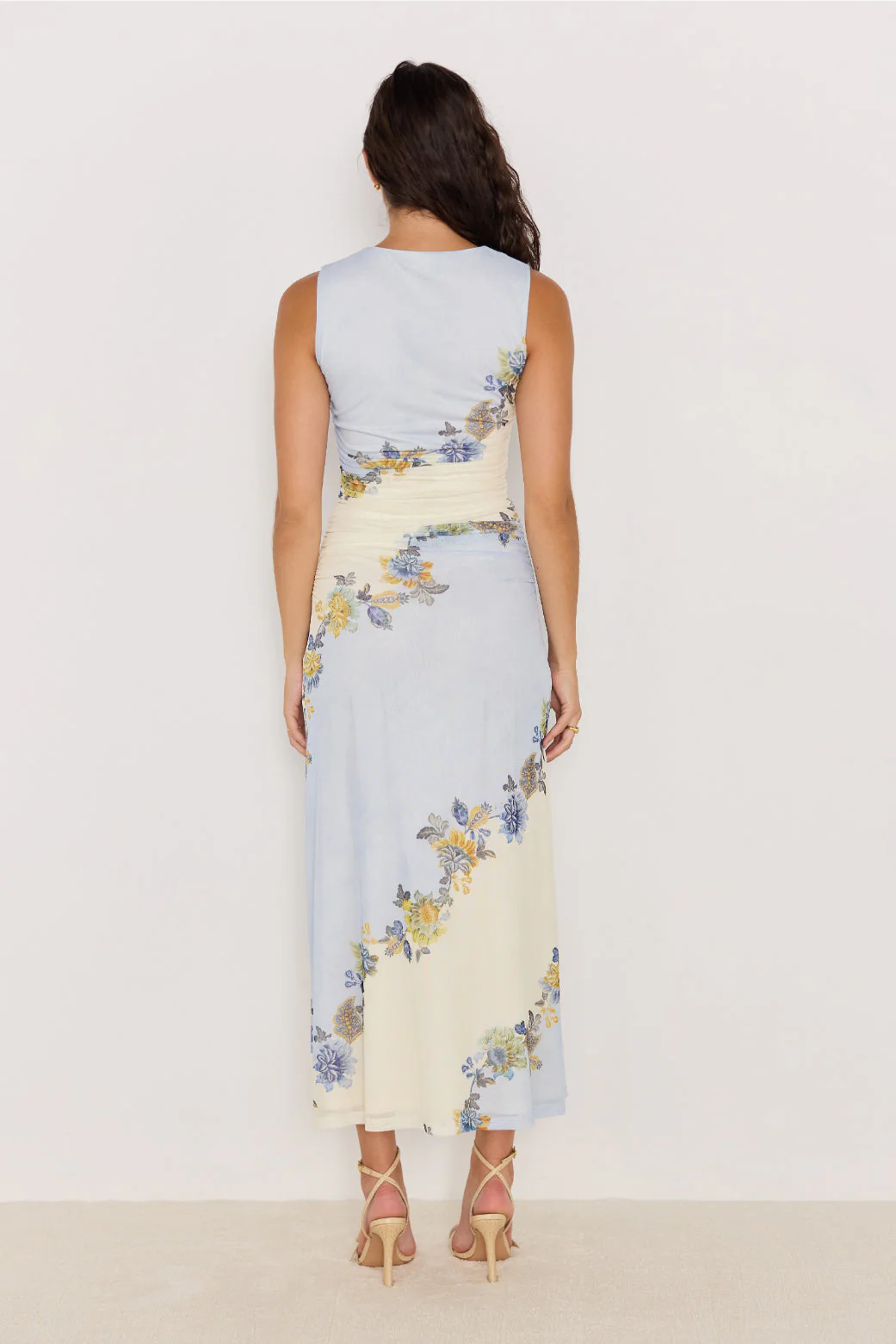 Lucia Blue Floral Sleeveless Mesh Maxi Dress - Image 5