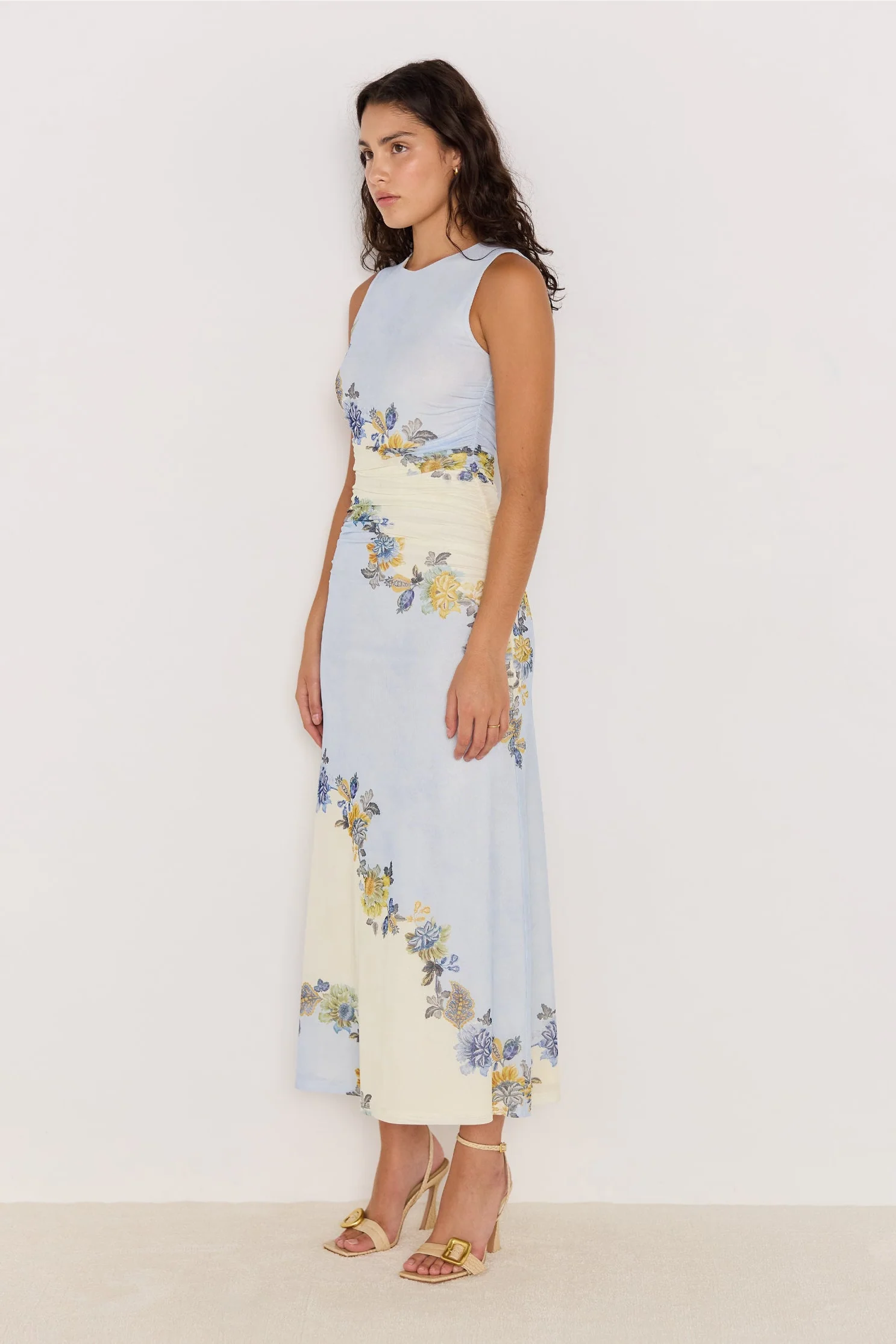 Lucia Blue Floral Sleeveless Mesh Maxi Dress - Image 6