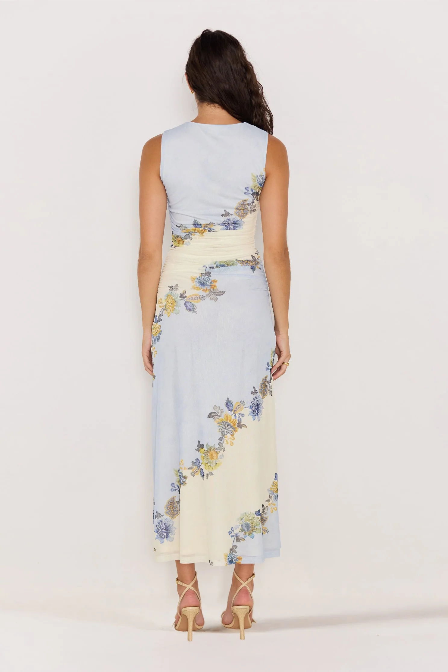 Lucia Blue Floral Sleeveless Mesh Maxi Dress - Image 7