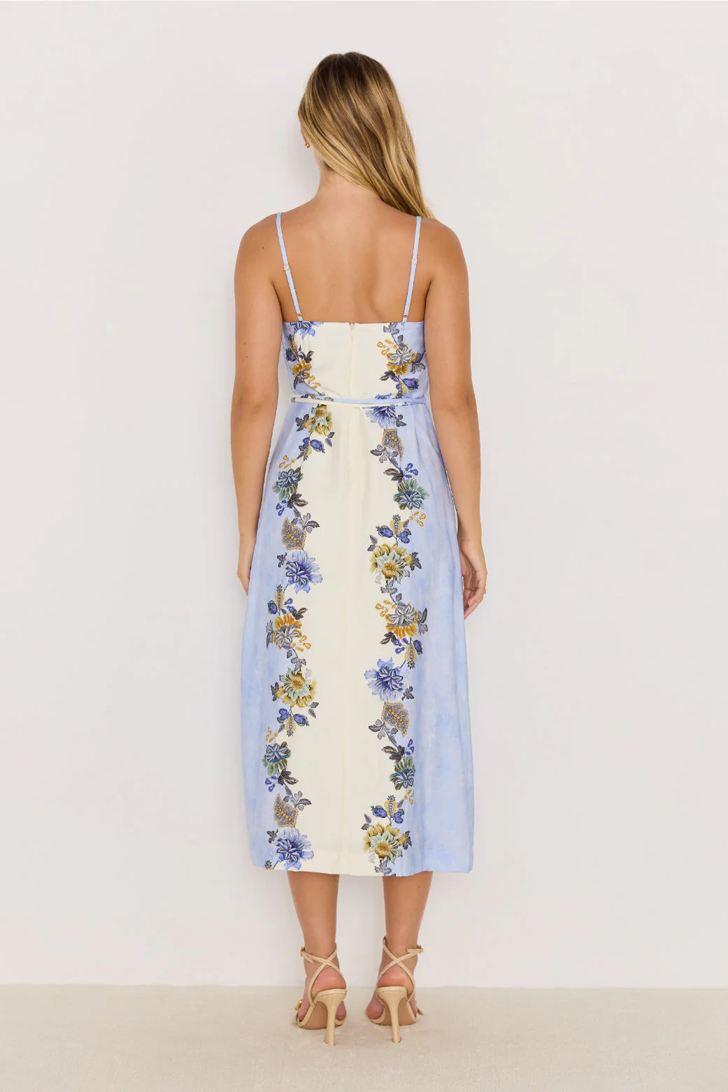 Lucia Blue Floral Strappy Midi Dress - Image 4