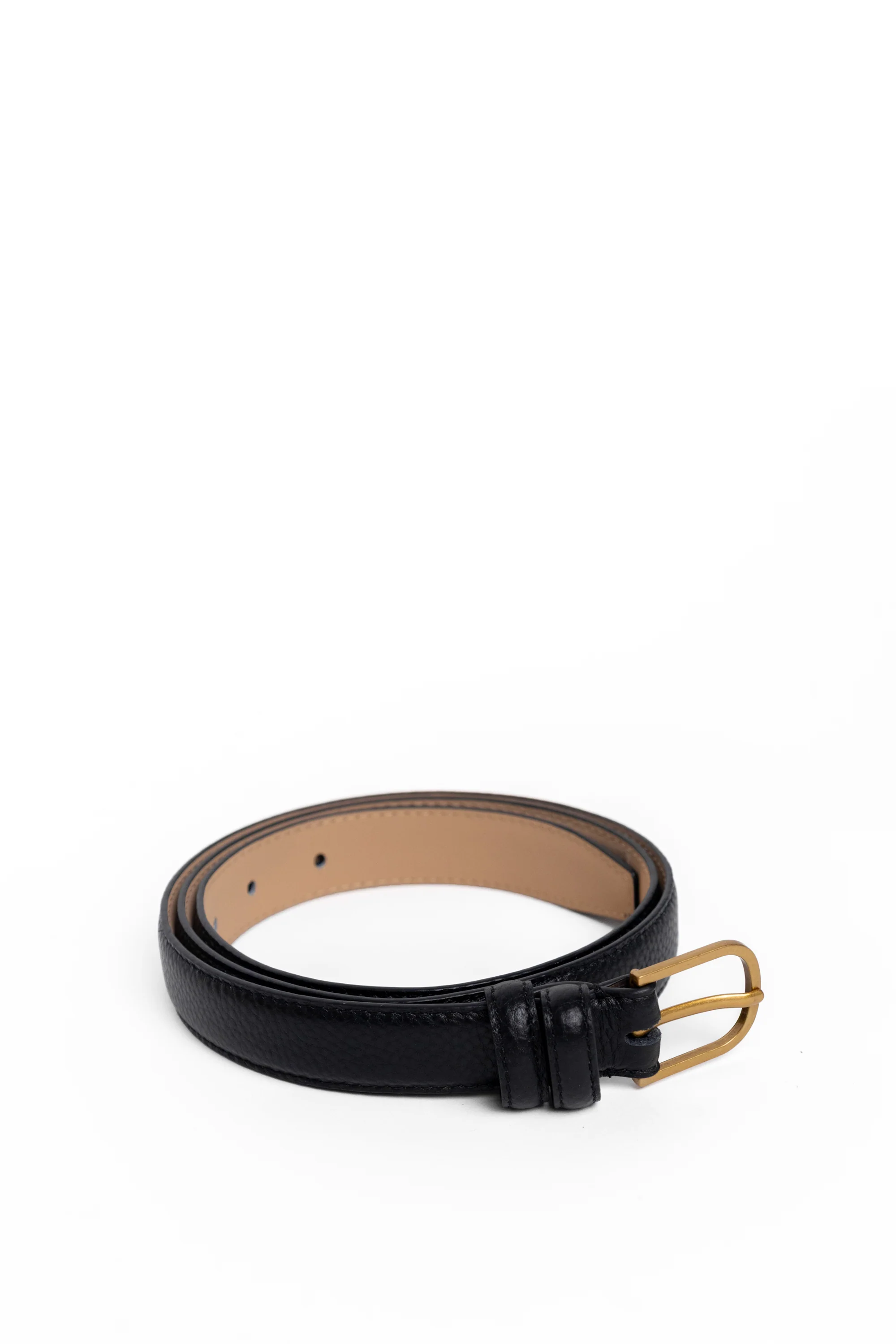 Luna Black Leather Matte Gold Buckle Belt - Image 3