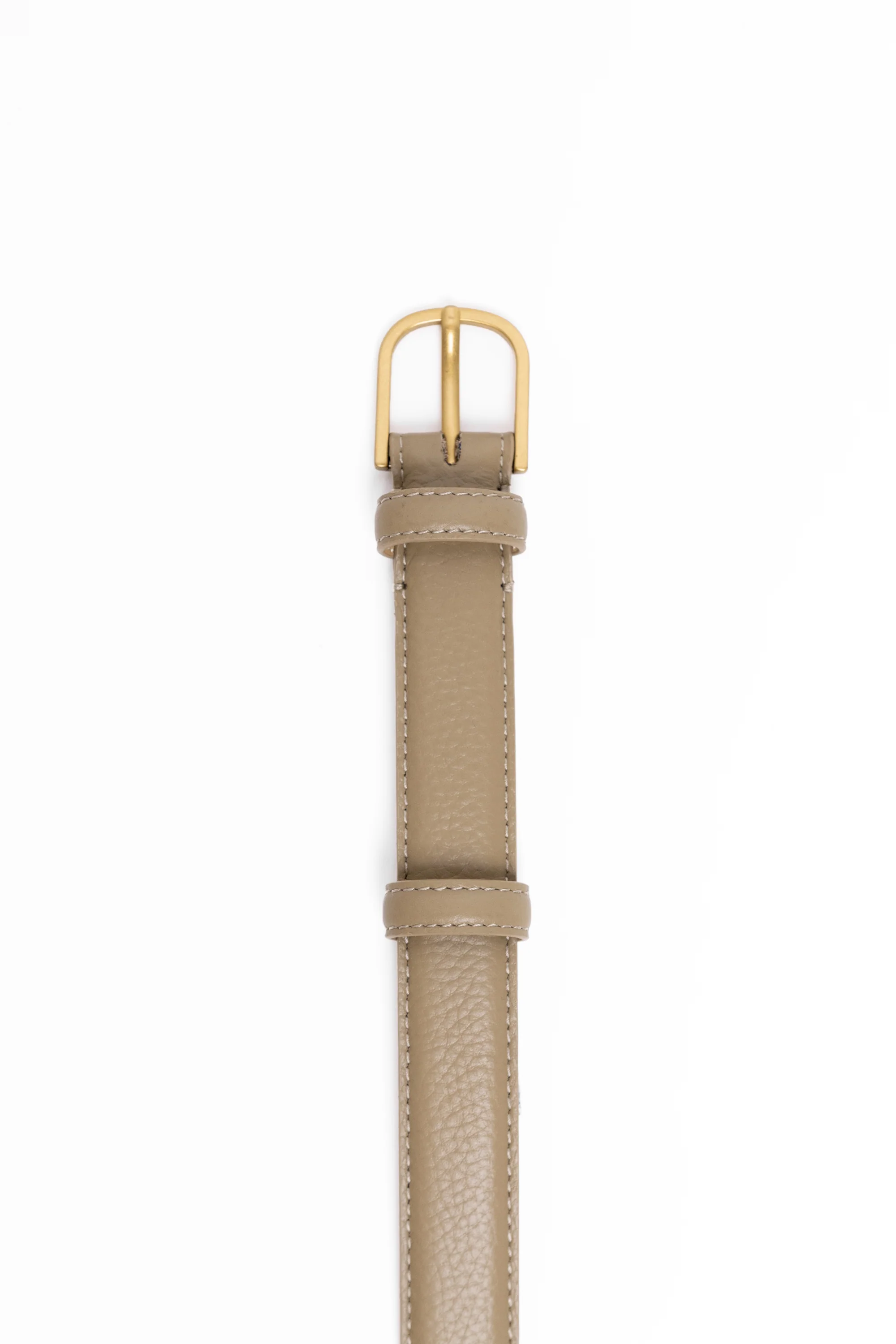 Luna Taupe Leather Matte Gold Buckle Belt - Image 2