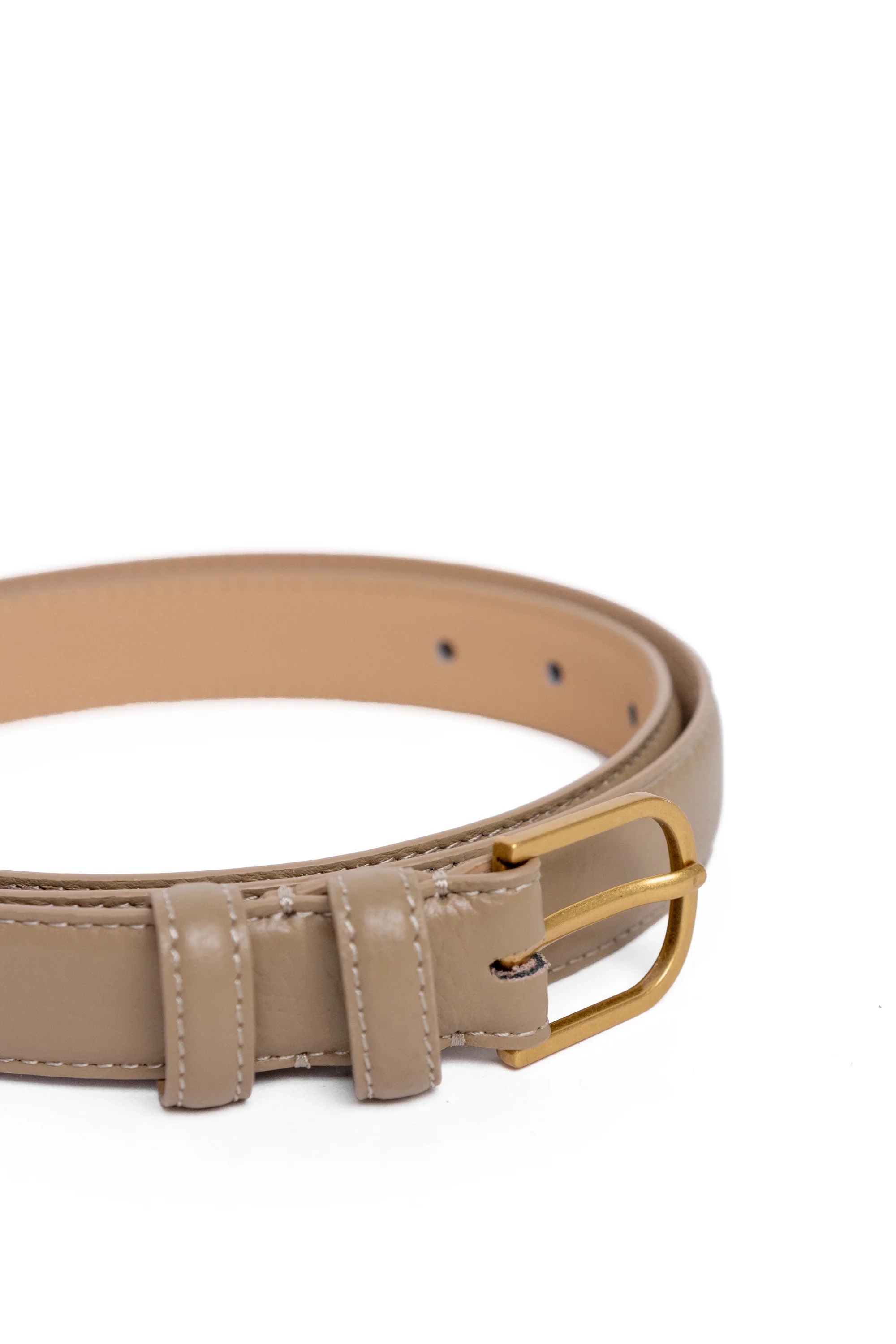 Luna Taupe Leather Matte Gold Buckle Belt - Image 3
