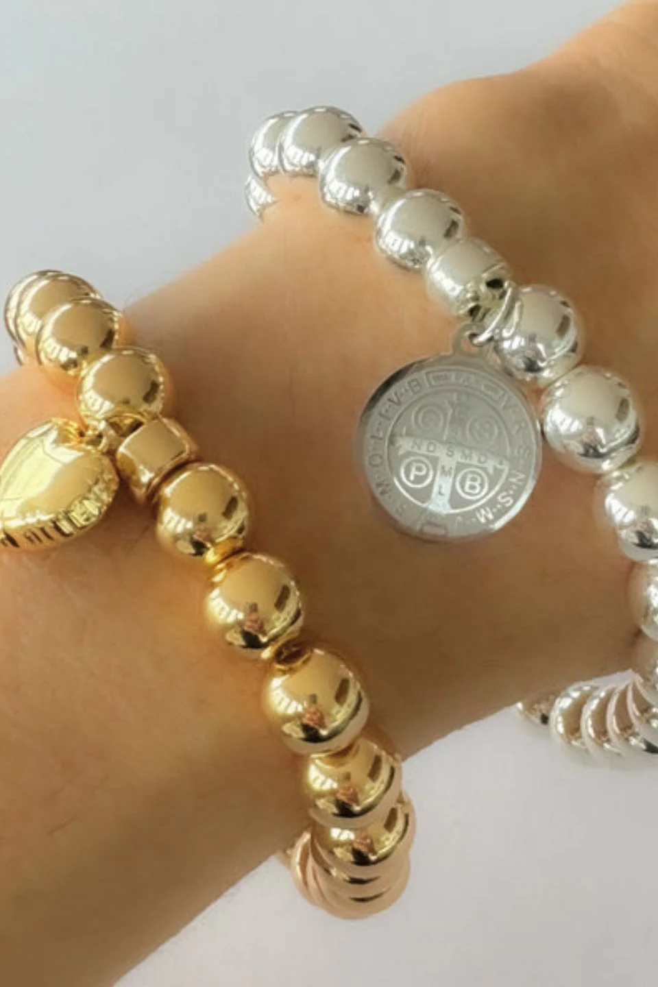 Luxe Gold Beaded with Coin Charm Bracelet - Image 2
