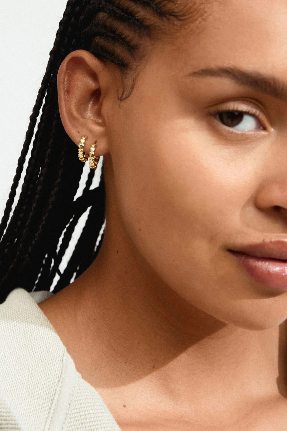 Maeve Heart Gold Recycled Hoop Earrings - Image 2