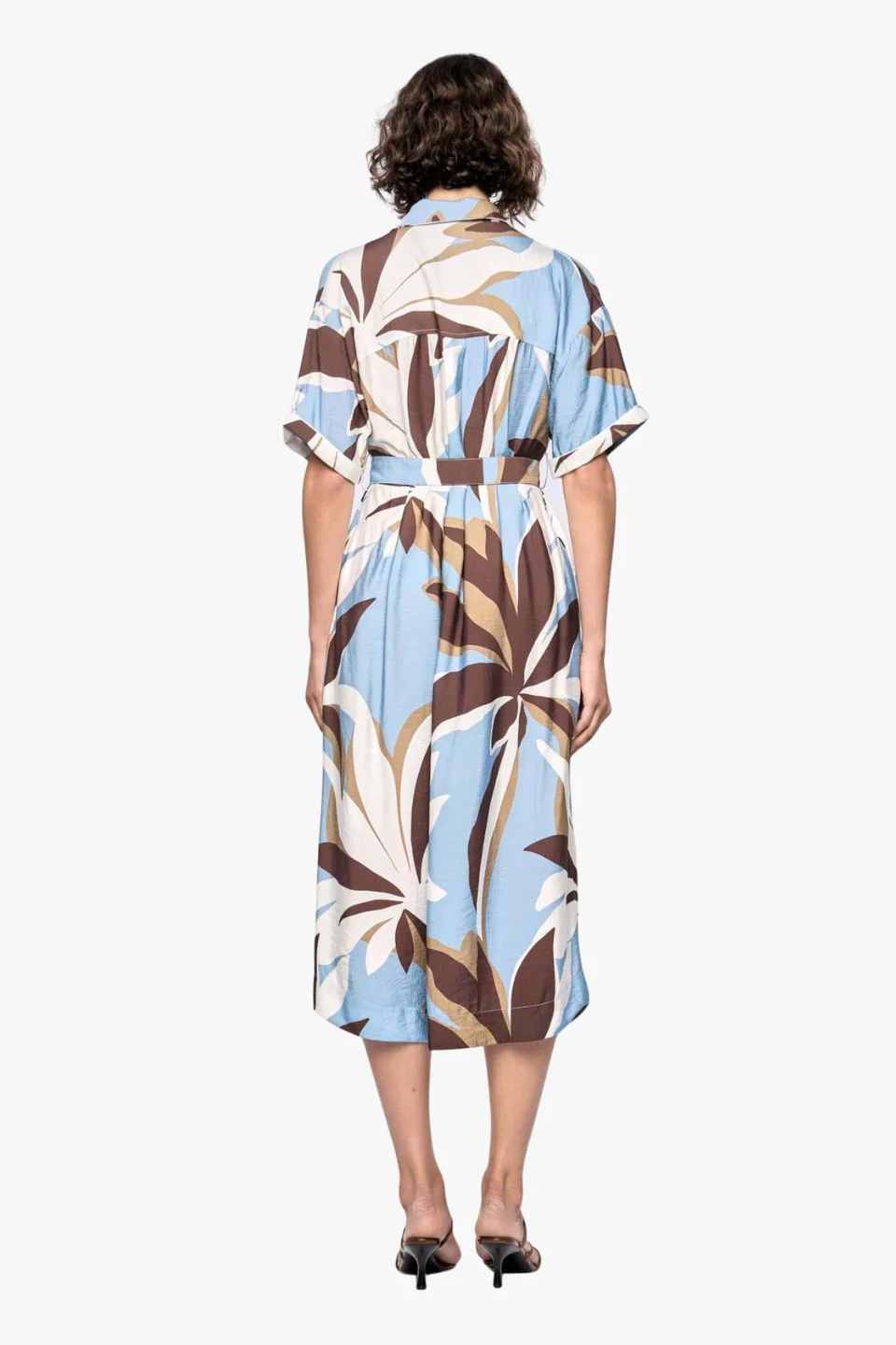 Maeve Blue Resort Print Short Sleeve Midi Shirt Dress - Image 4