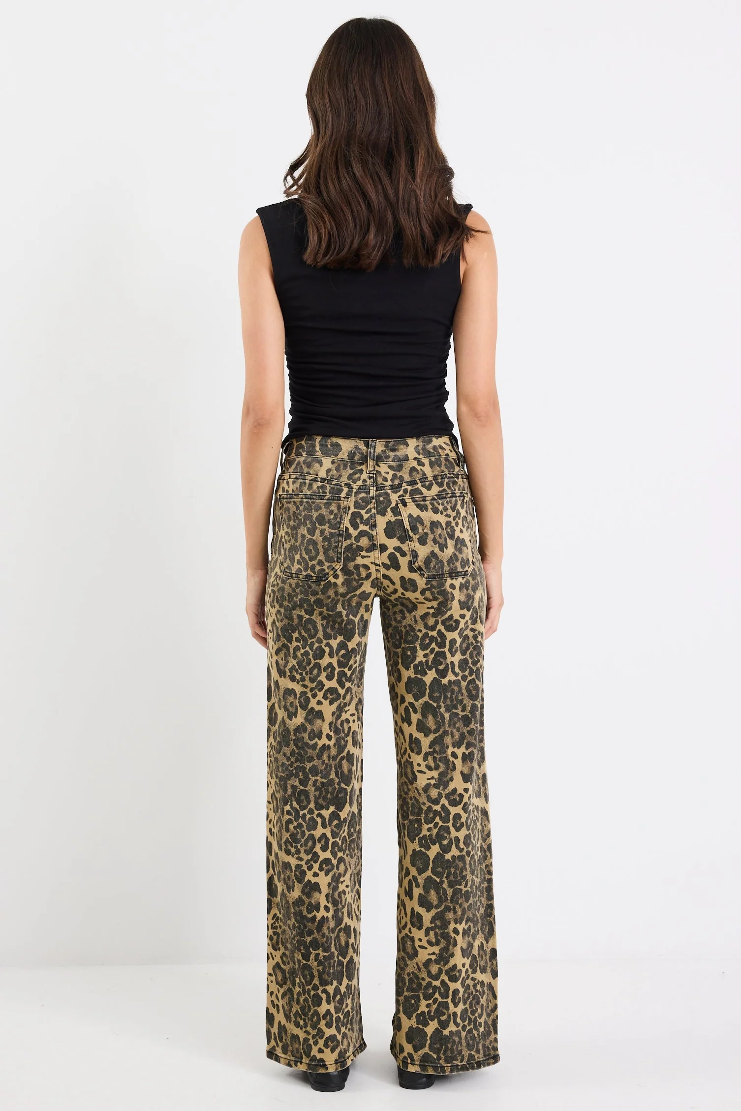 Manhattan Chocolate Animal Mid Rise Wide Leg Jeans - Image 5