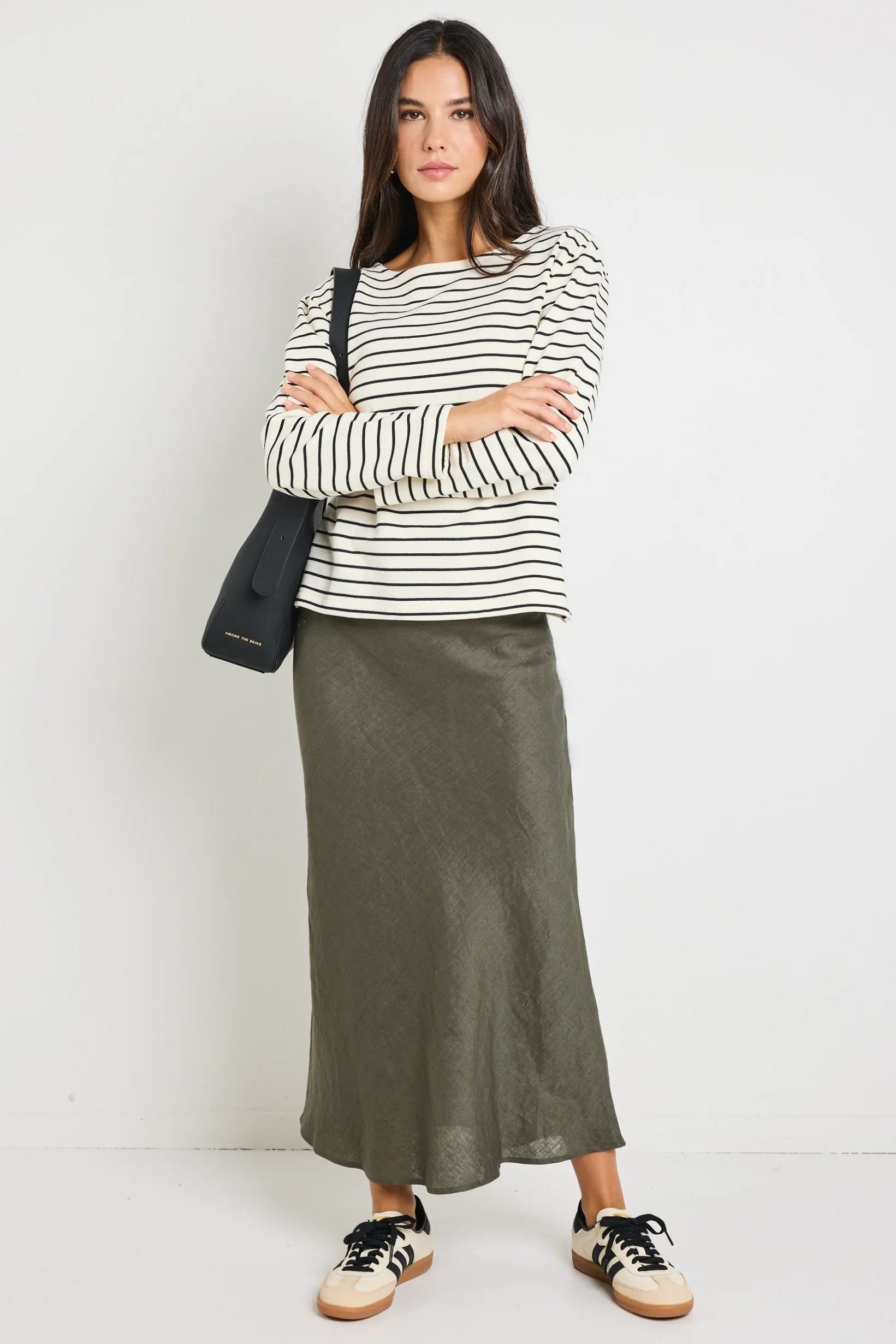 Maple Black Stripe Terry Boatneck LS Top - Image 3