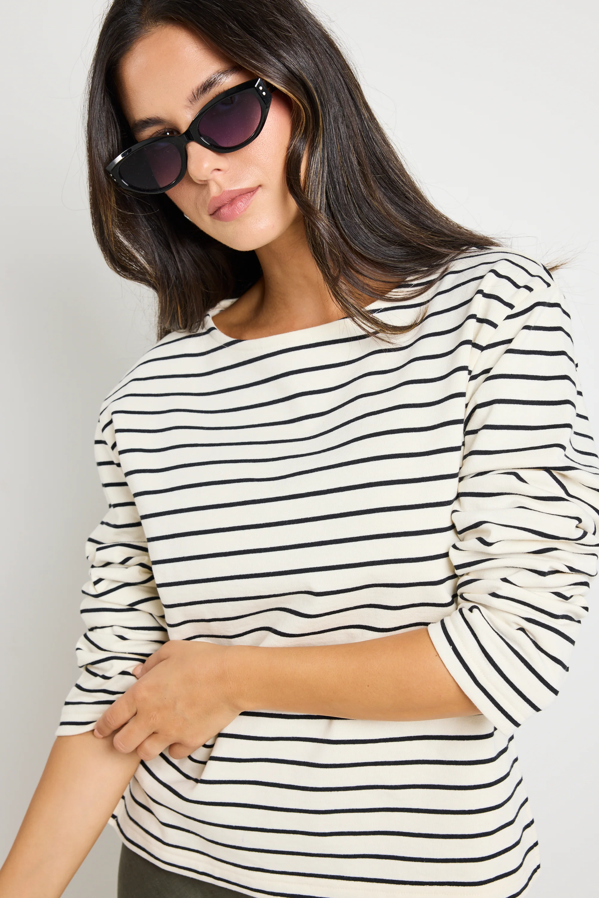 Maple Black Stripe Terry Boatneck LS Top - Image 4