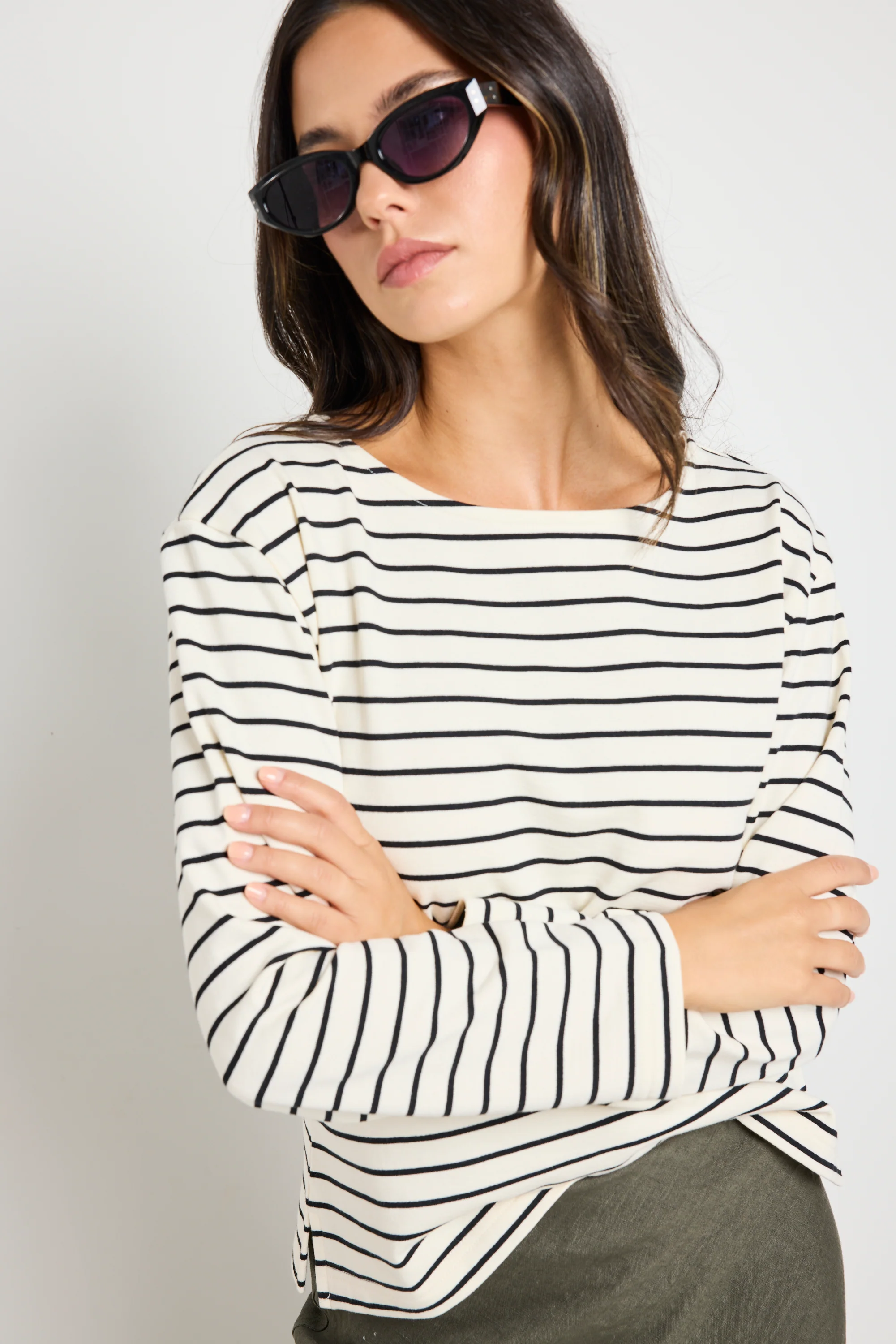 Maple Black Stripe Terry Boatneck LS Top - Image 5