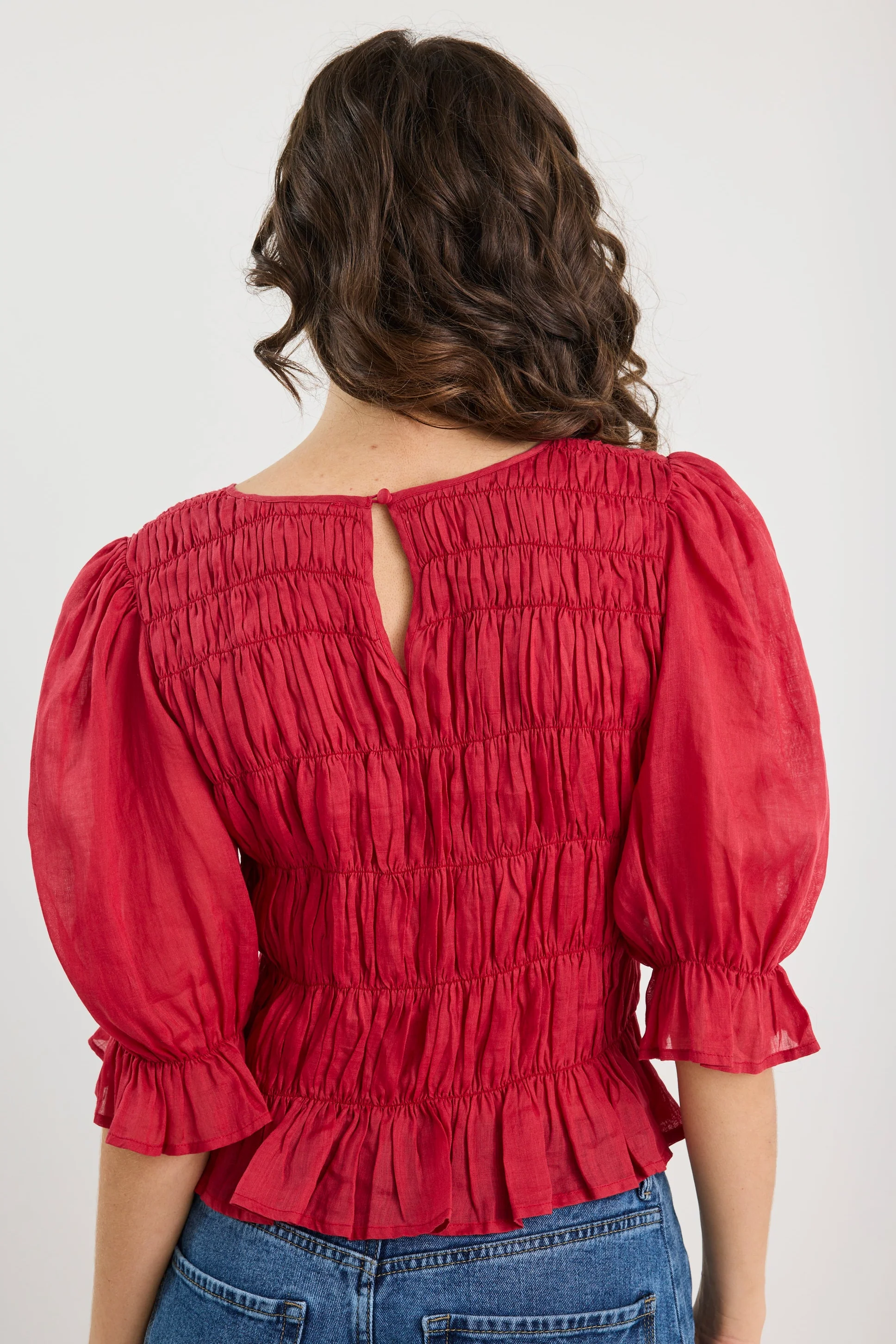 Melodic Red SS Shirred Body Top - Image 6