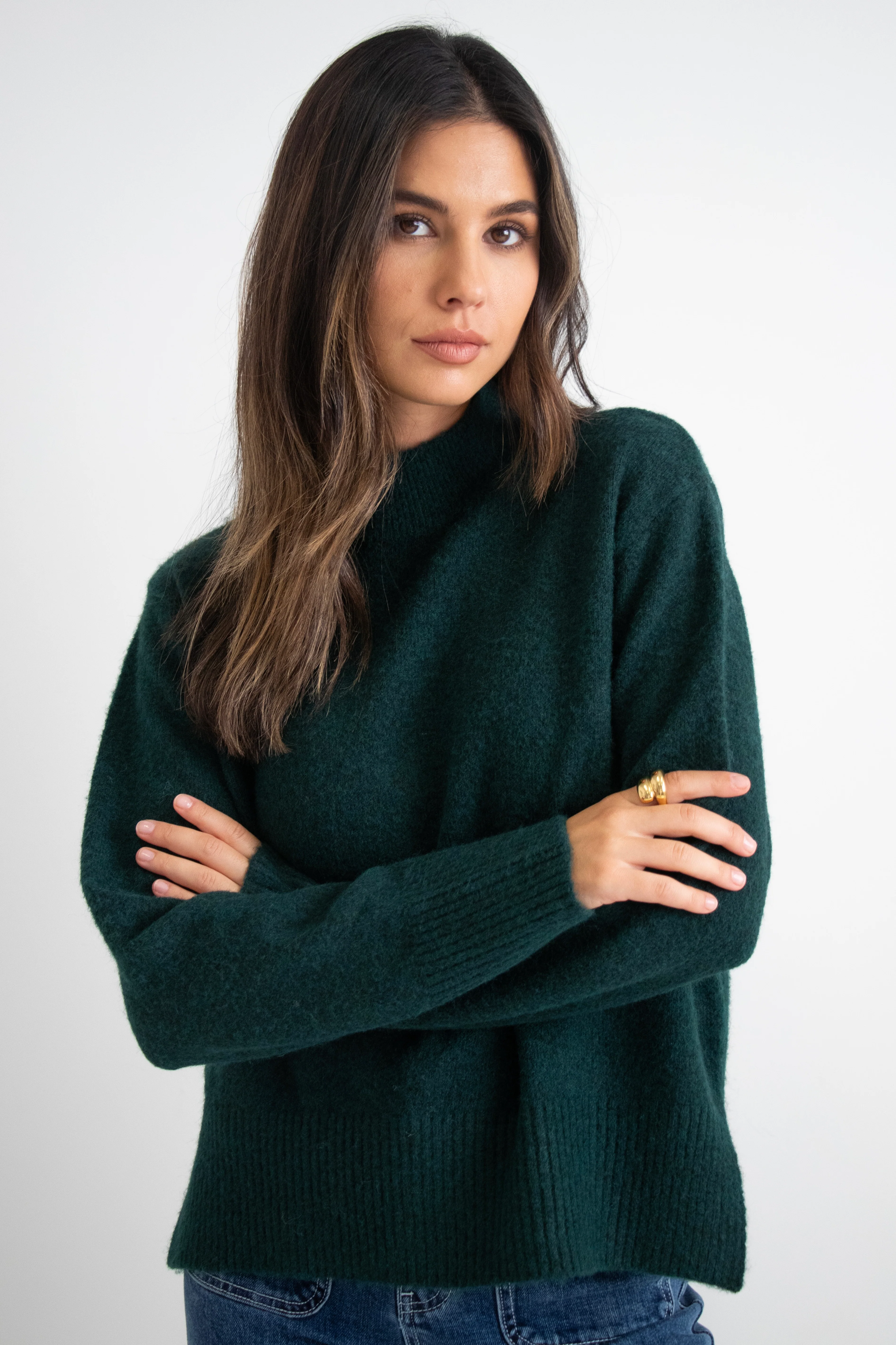 Mentor Forest Funnel Neck Knit Jumper
