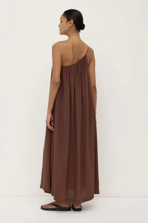 Mila Espresso Asymmetrical One Shoulder Maxi Dress - Image 4