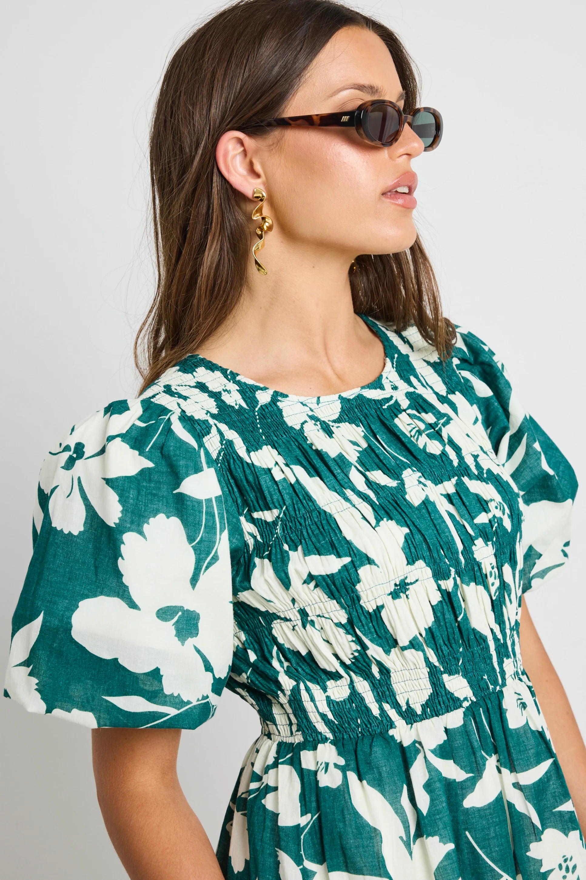 Milano Forest Floral Puff Sleeve Tiered Maxi Dress - Image 3