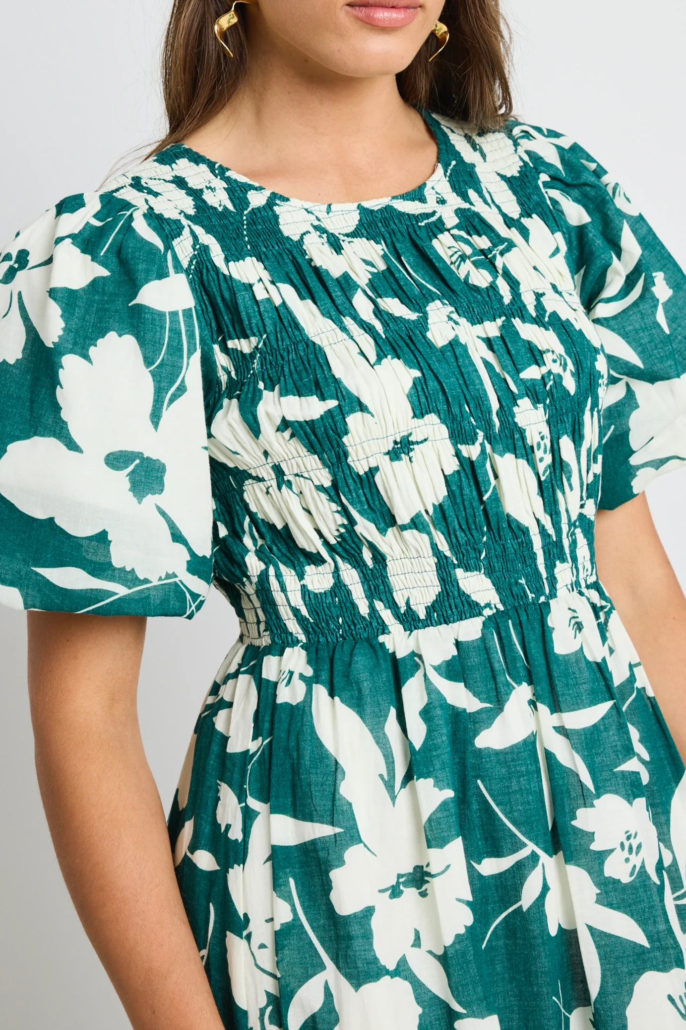 Milano Forest Floral Puff Sleeve Tiered Maxi Dress - Image 4
