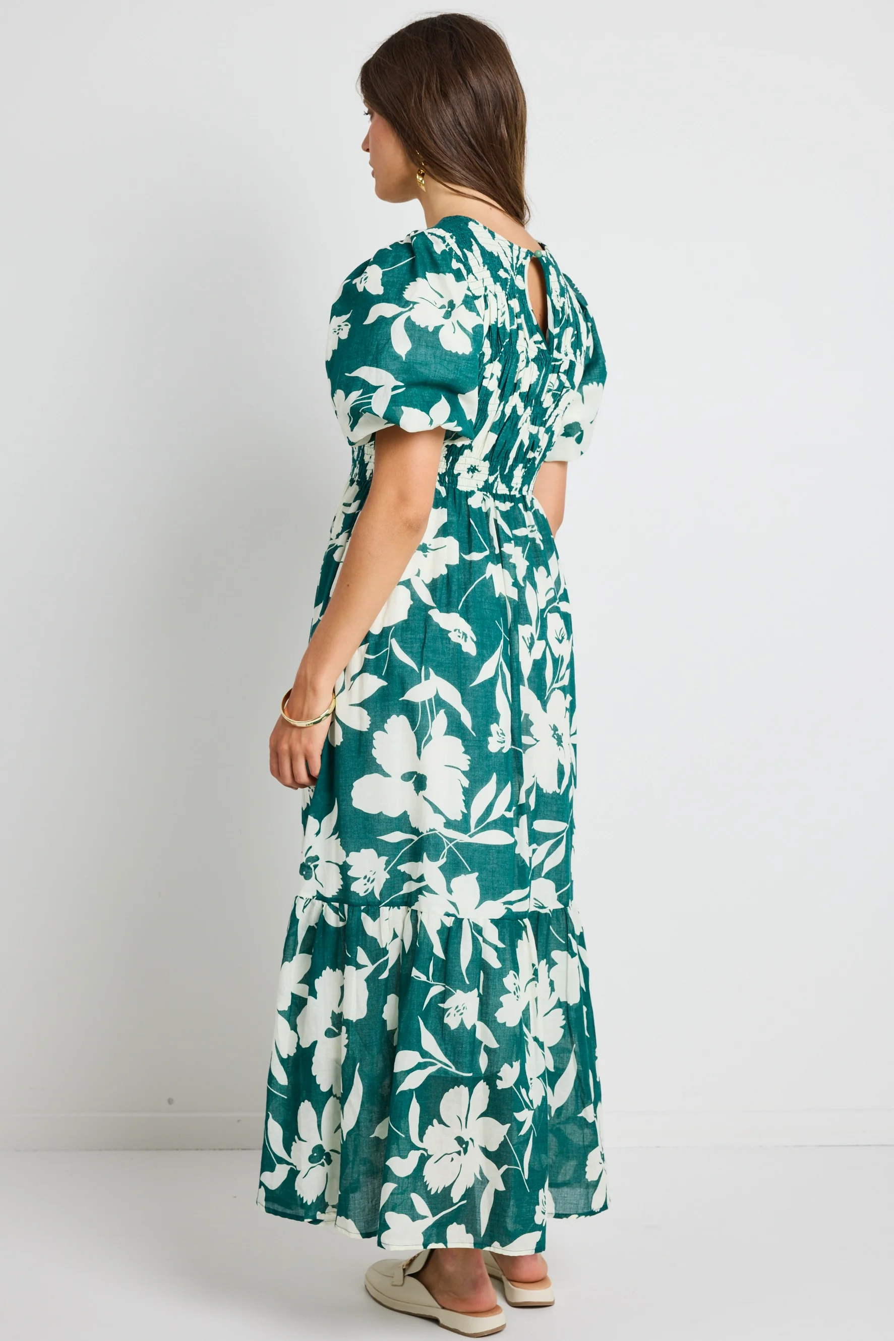 Milano Forest Floral Puff Sleeve Tiered Maxi Dress - Image 5