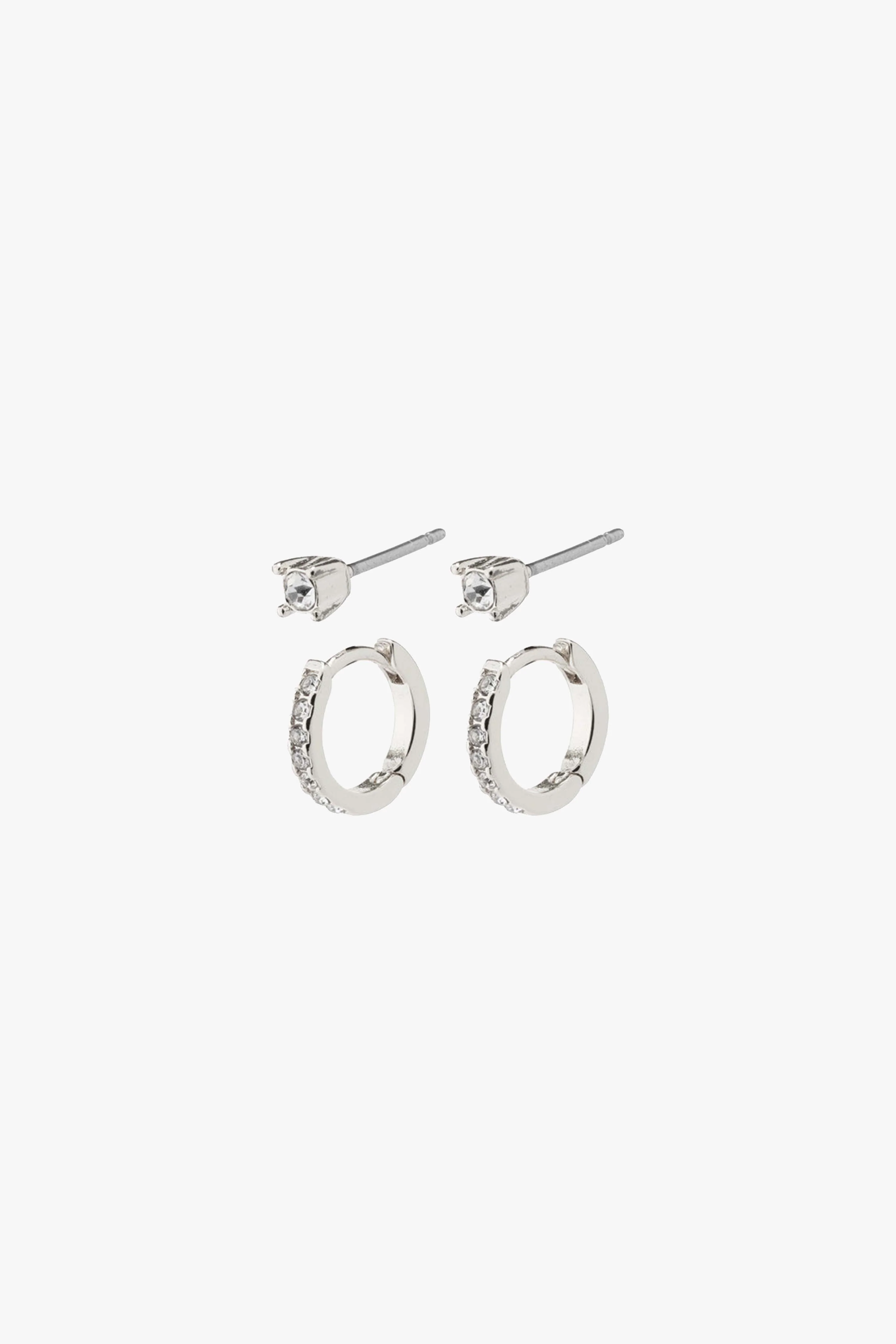 Mille Crystal Hoops and Earstuds EOL 2 in 1 Set Silver
