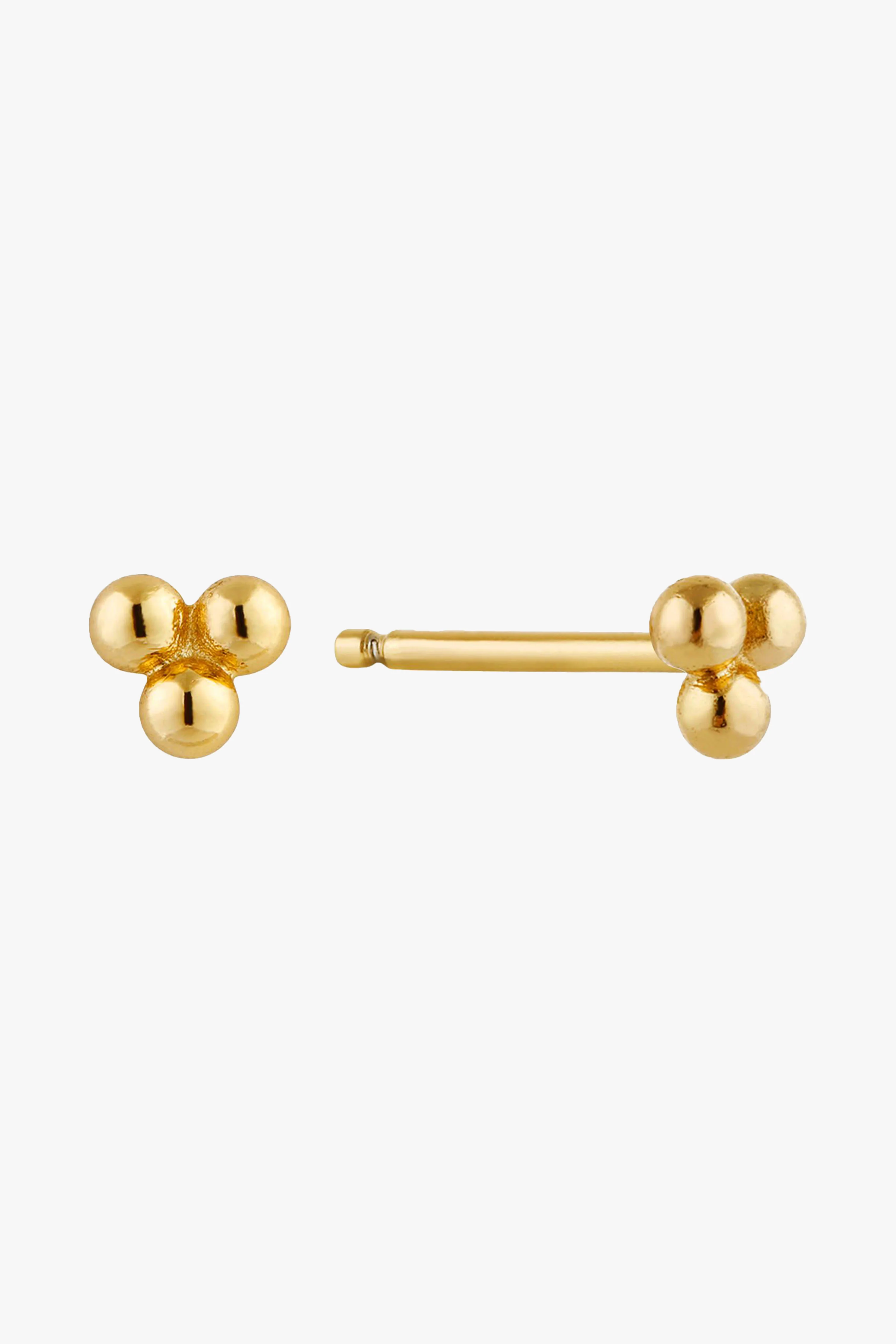 Modern Minimalism Small Gold Three Ball Stud Earrings - Image 2