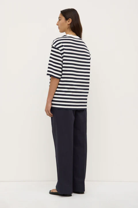Monte Navy Cream Stripe Cotton SS Tee - Image 3