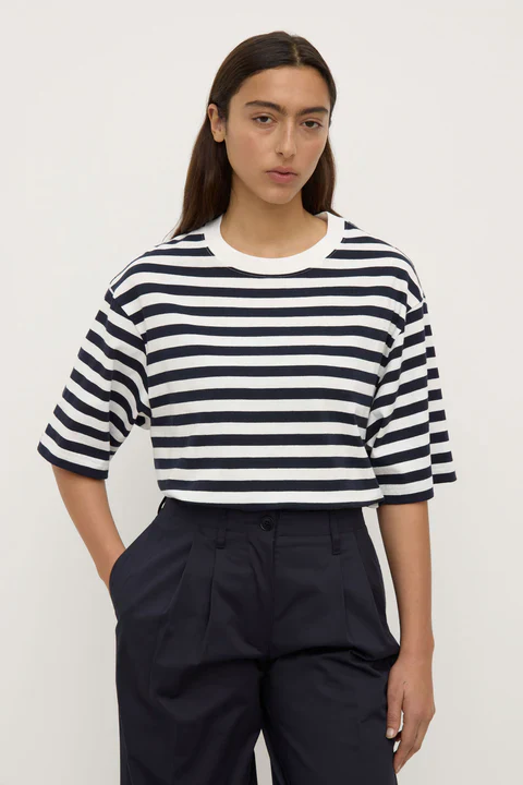 Monte Navy Cream Stripe Cotton SS Tee - Image 4