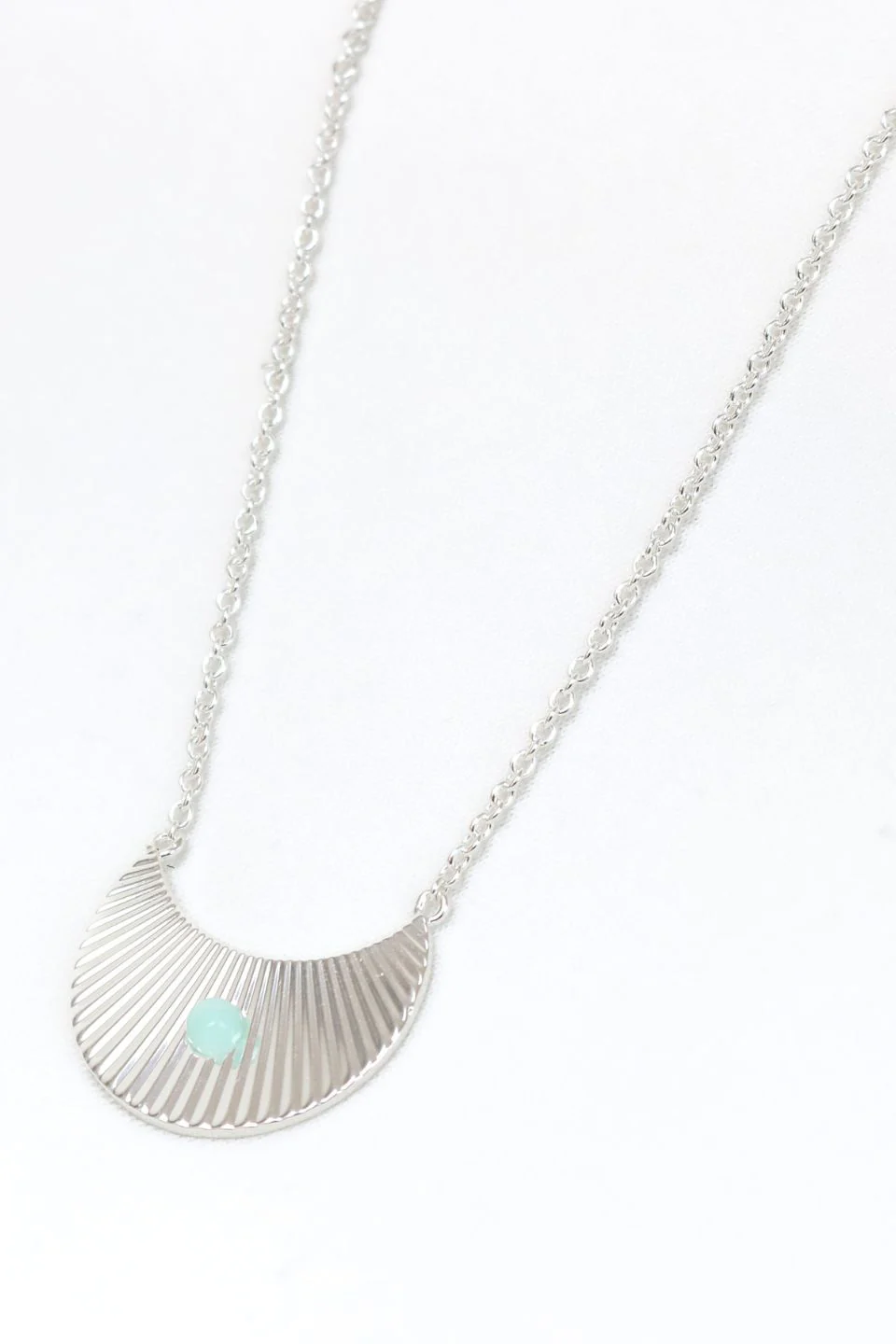 Moonbeams Sterling Silver Plate with Mint Stone Necklace - Image 2