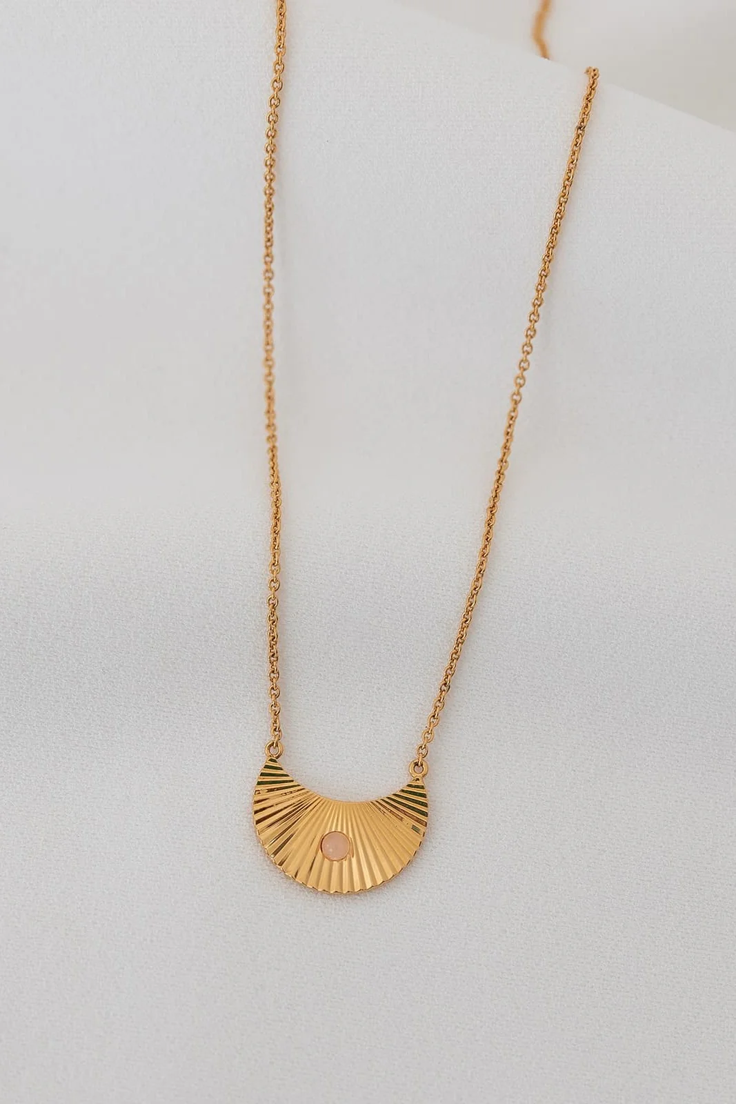 Moonbeams 18k Gold Plate with Blush Pink Stone Necklace - Image 2