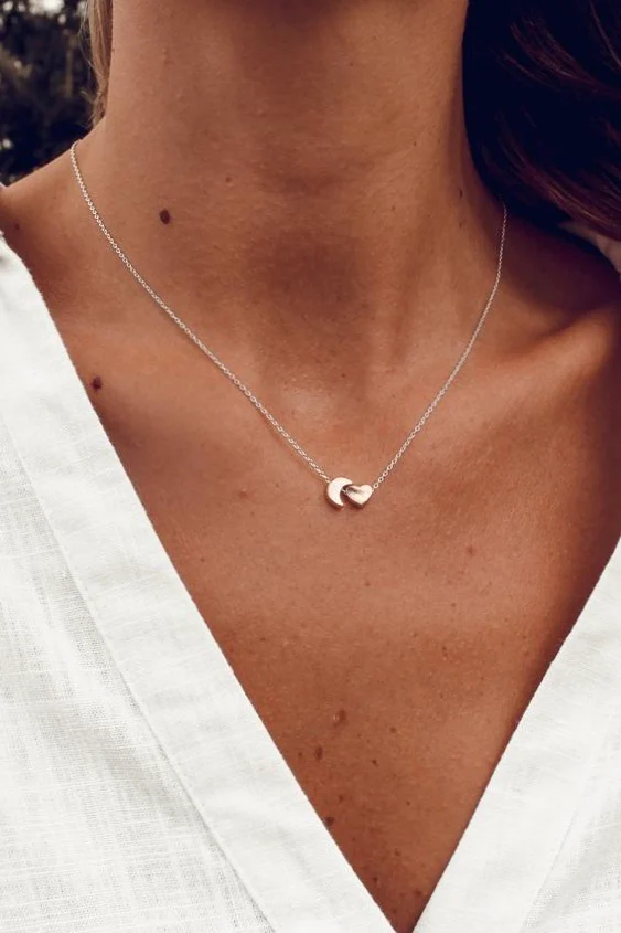 Moon + Heart EOL Sterling Silver Necklace