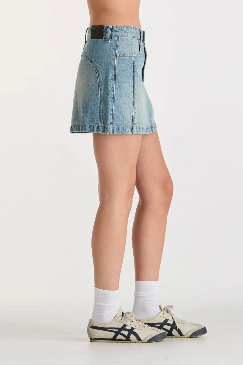 Moto Gasoline Blue Organic Cotton Denim Mini Skirt - Image 2