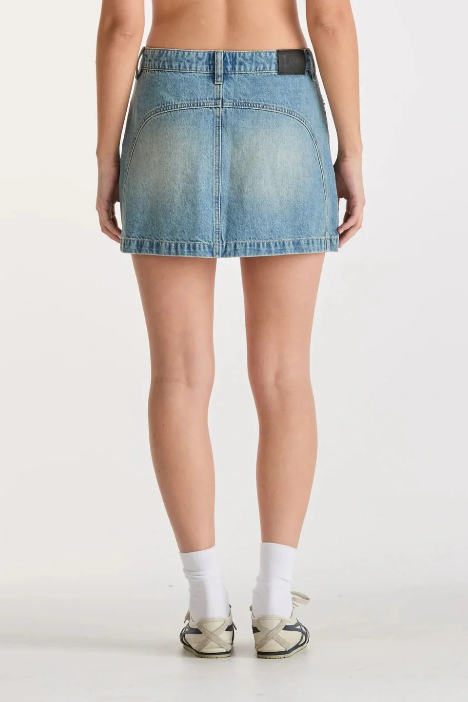 Moto Gasoline Blue Organic Cotton Denim Mini Skirt - Image 3