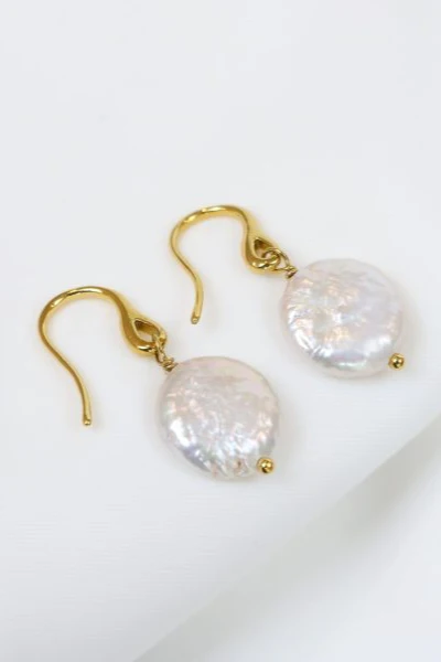 Mystical Freshwater Pearl 18k Gold Plate Hook Earrings