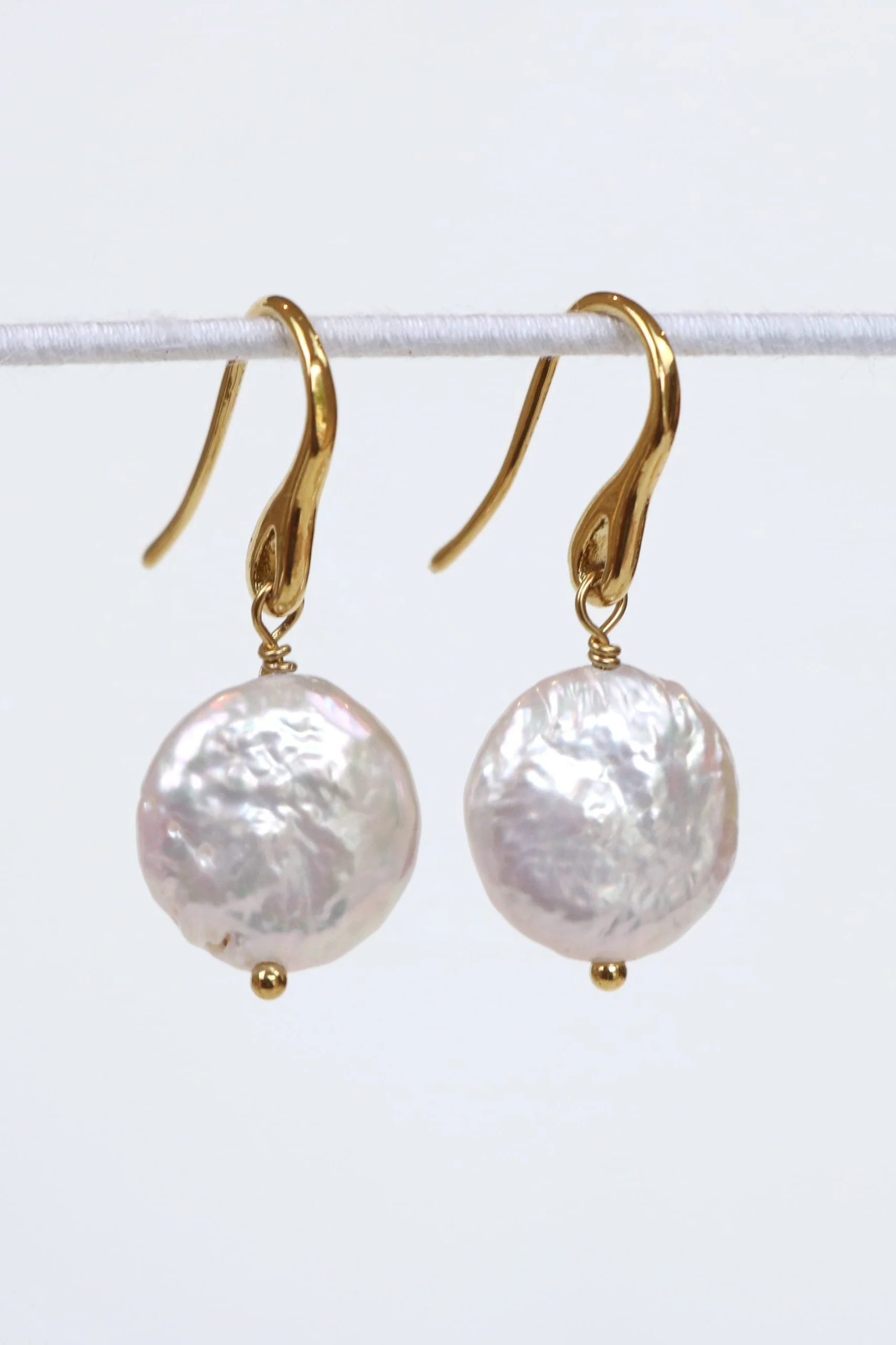 Mystical Freshwater Pearl 18k Gold Plate Hook Earrings - Image 3