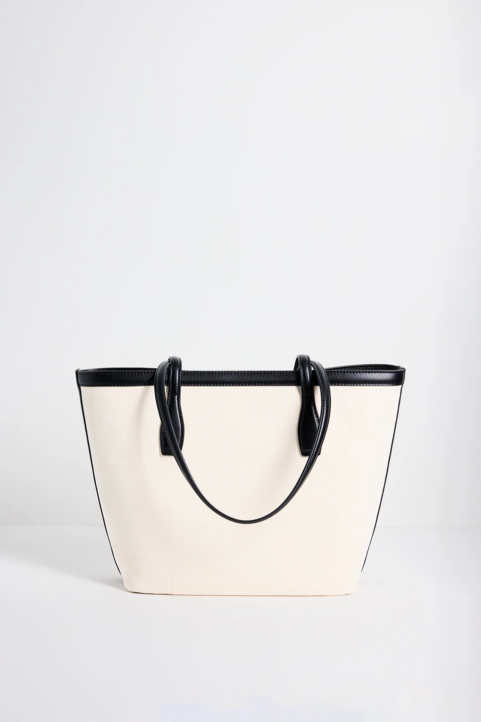 Natural Canvas Black Trim Tote Bag - Image 2