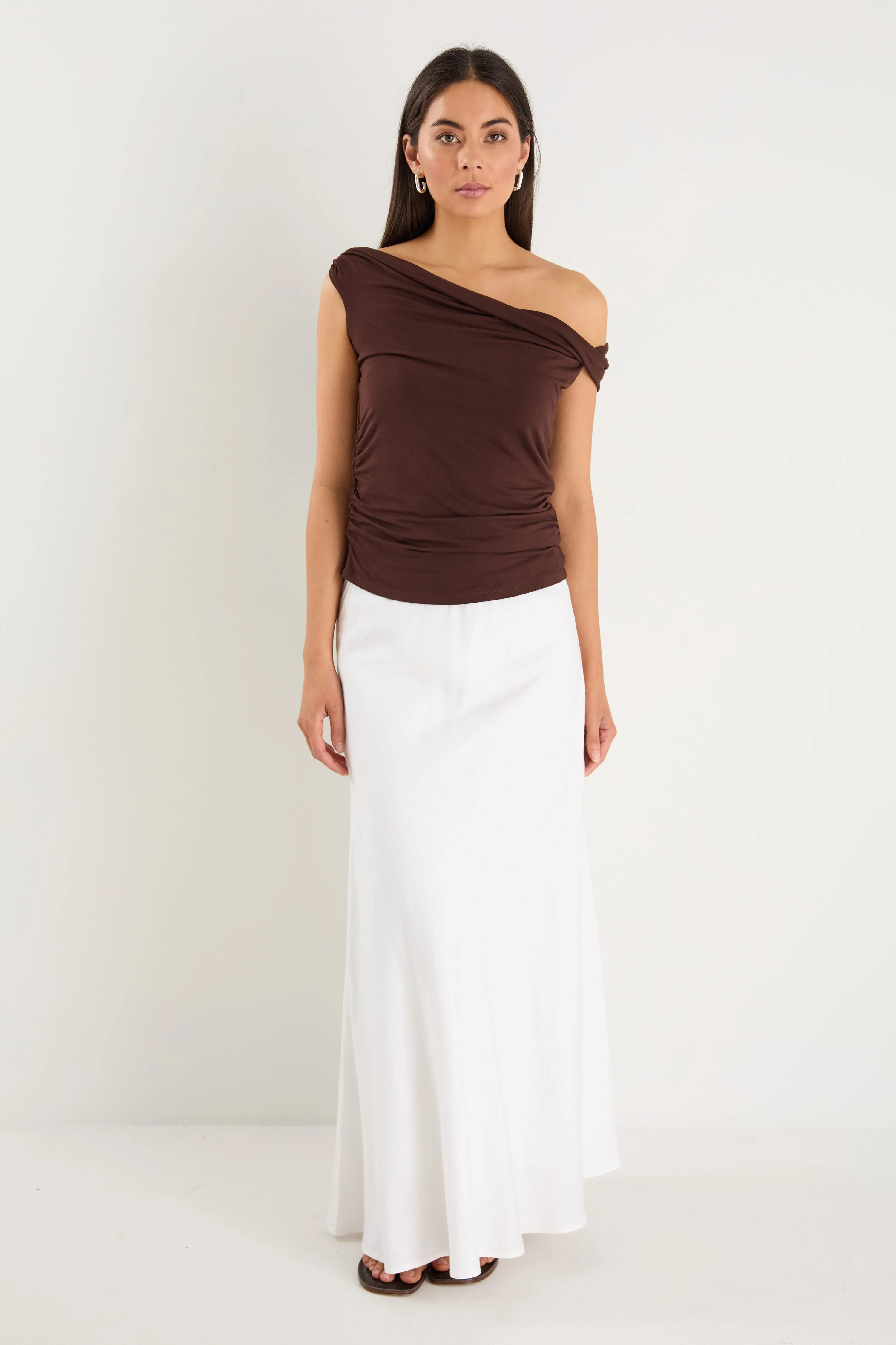 Nightlife Chocolate Stretch Multi Fit Sleeveless Top - Image 3