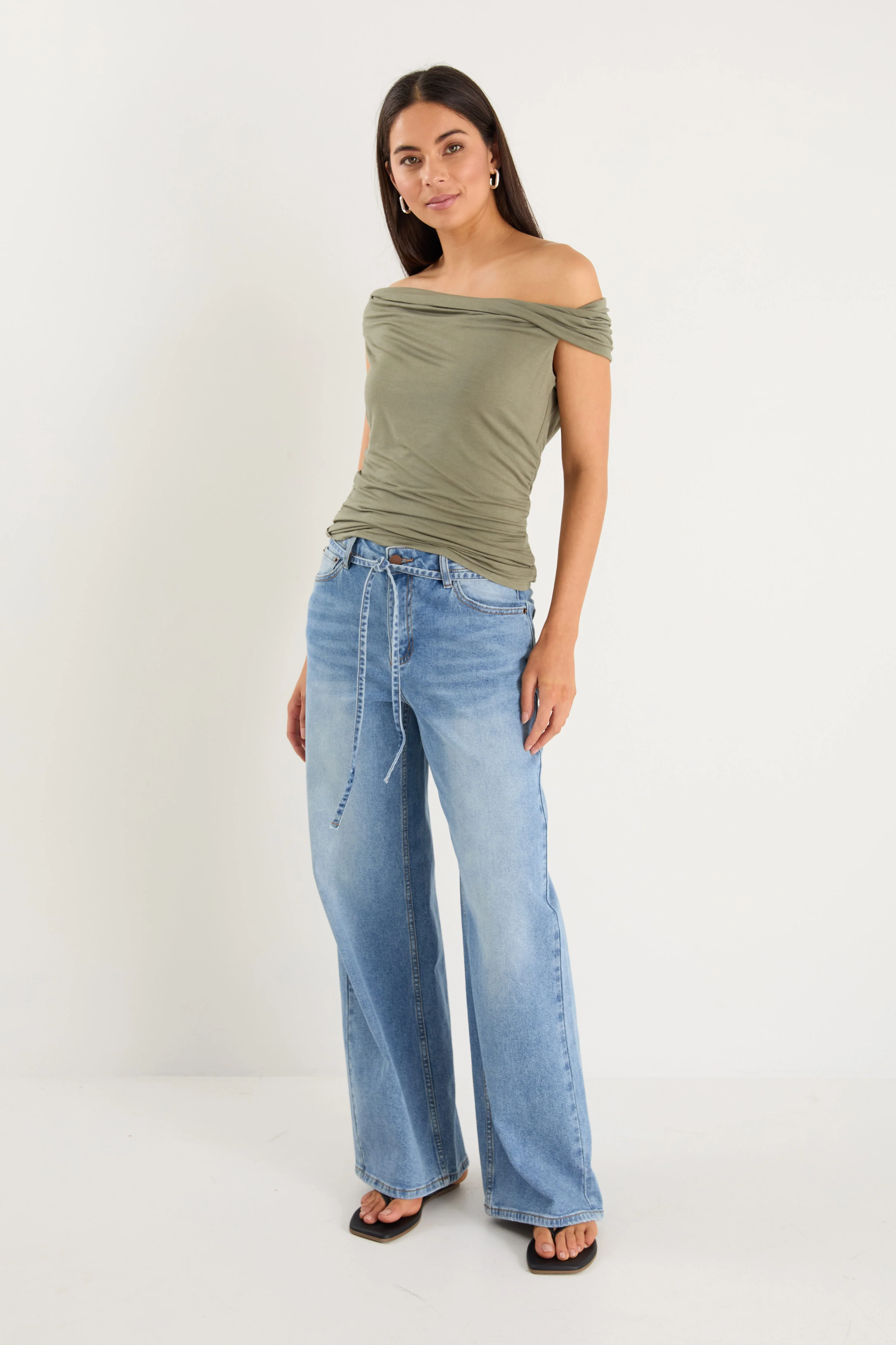 Nightlife Khaki Stretch Multi Fit Sleeveless Top - Image 3