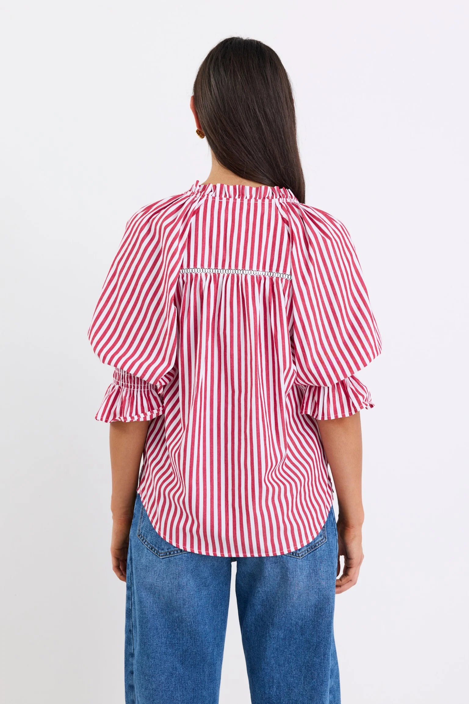 Noetic Red Stripe Short Sleeve Blouse - Image 6