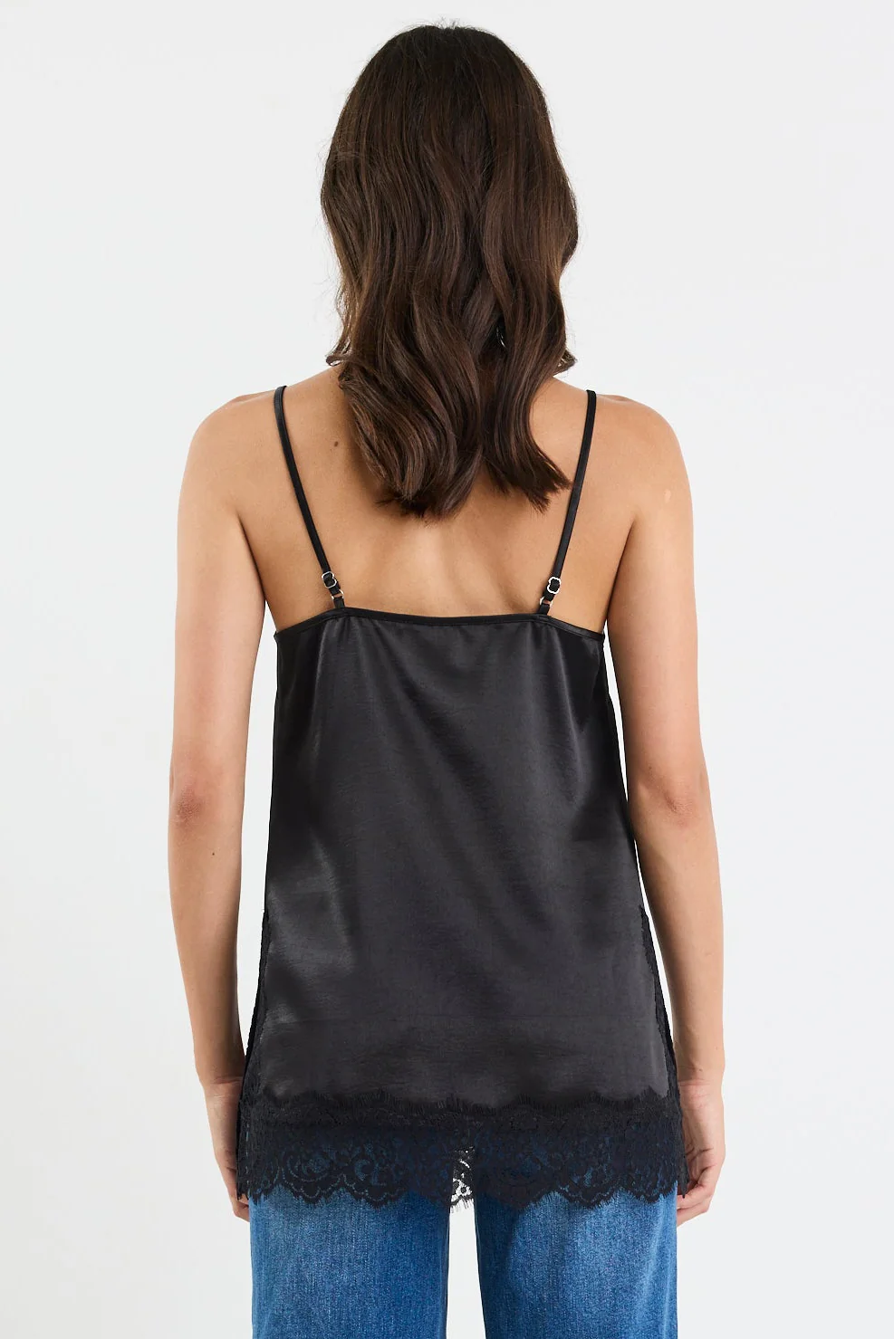 Noir Black Satin Lace Trim Cami - Image 5