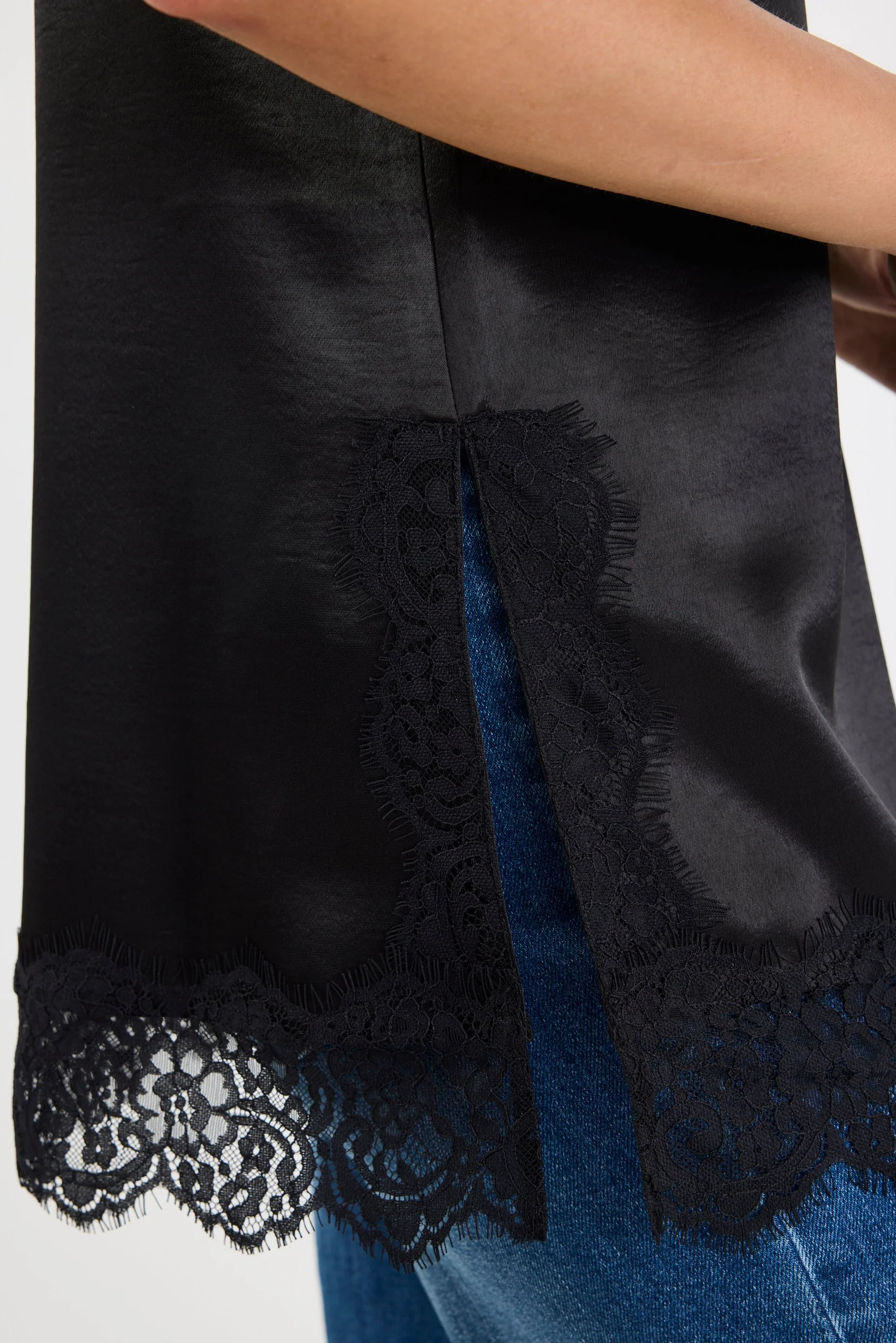 Noir Black Satin Lace Trim Cami - Image 6